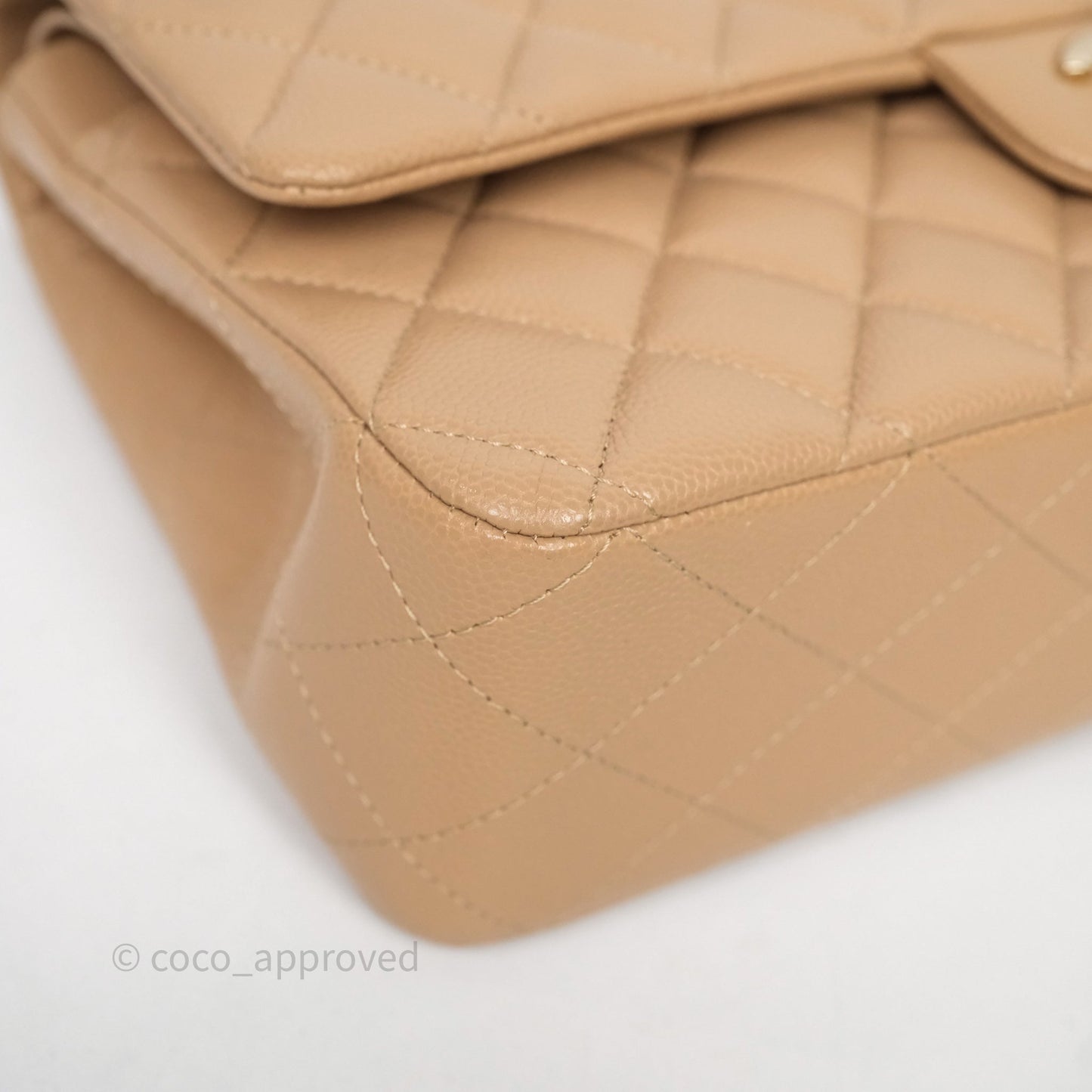 Chanel Classic M/L Medium Flap Quilted Dark Beige Caviar Gold Hardware