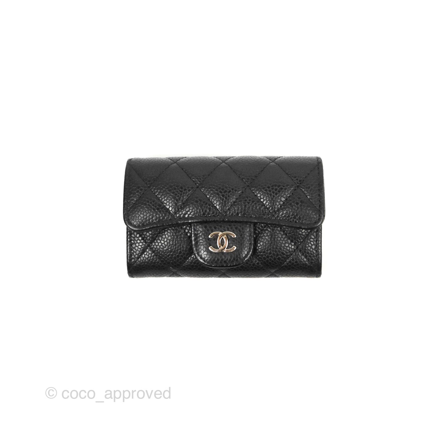 Chanel Classic Flap Card Holder Black Caviar Silver Hardware