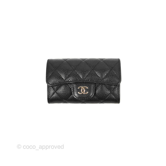Chanel Classic Flap Card Holder Black Caviar Silver Hardware