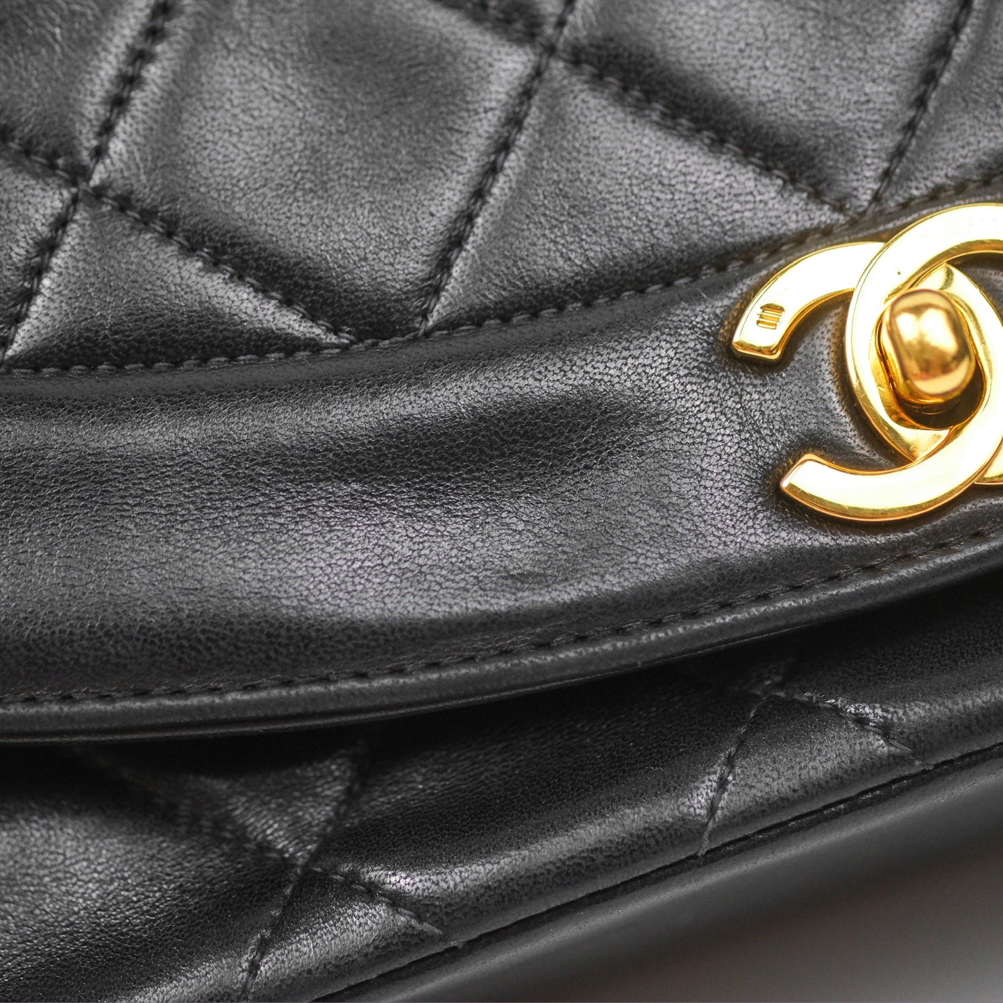 Chanel Vintage Medium Classic Diana Flap Bag Black Lambskin 24K Gold Hardware