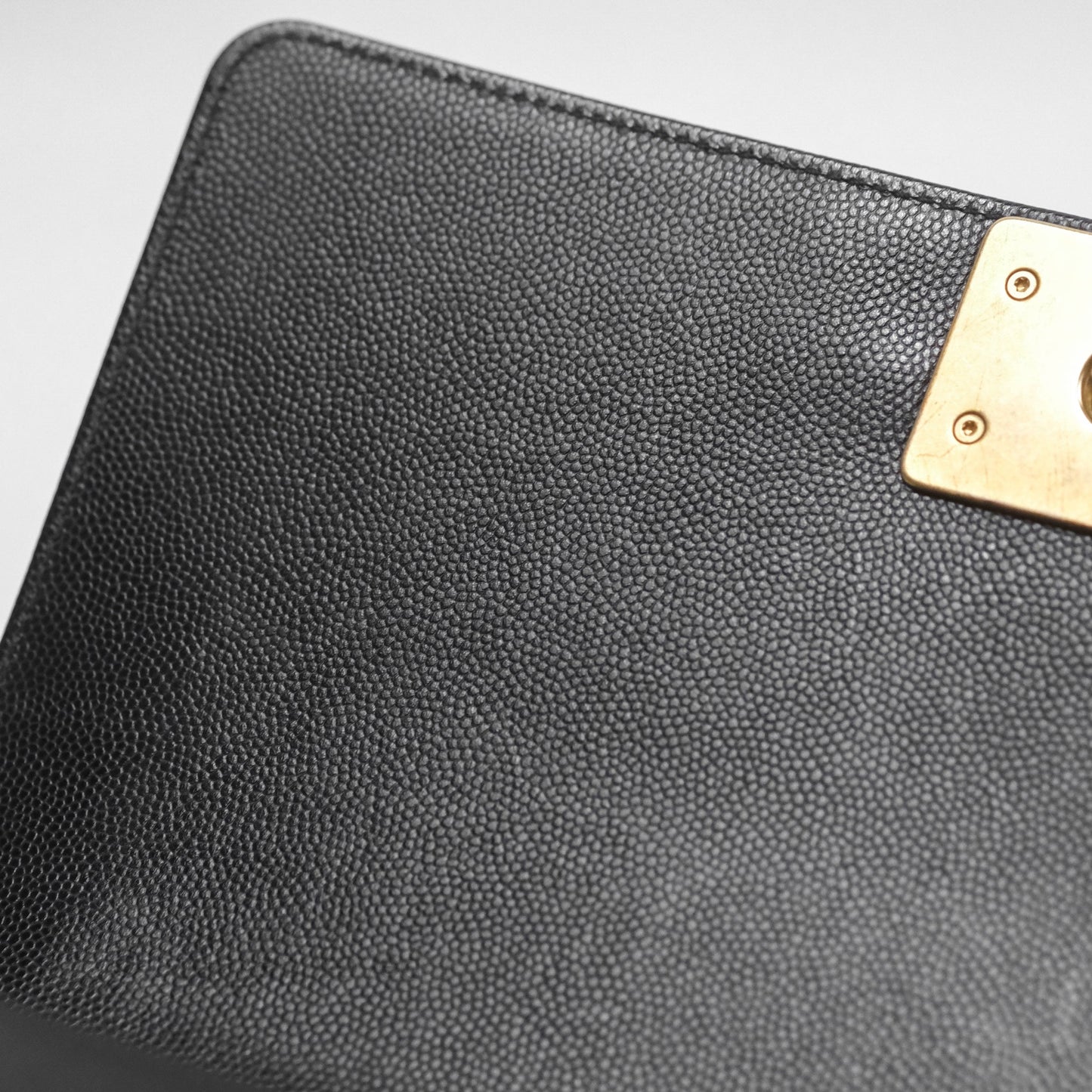Chanel Medium Boy Quilted Black Caviar Aged Gold Hardware