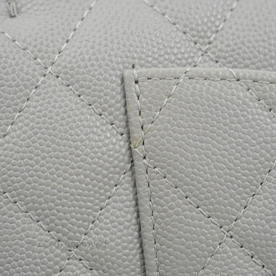 Chanel Classic Small S/M Quilted Flap Grey Caviar Gold Hardware 21A