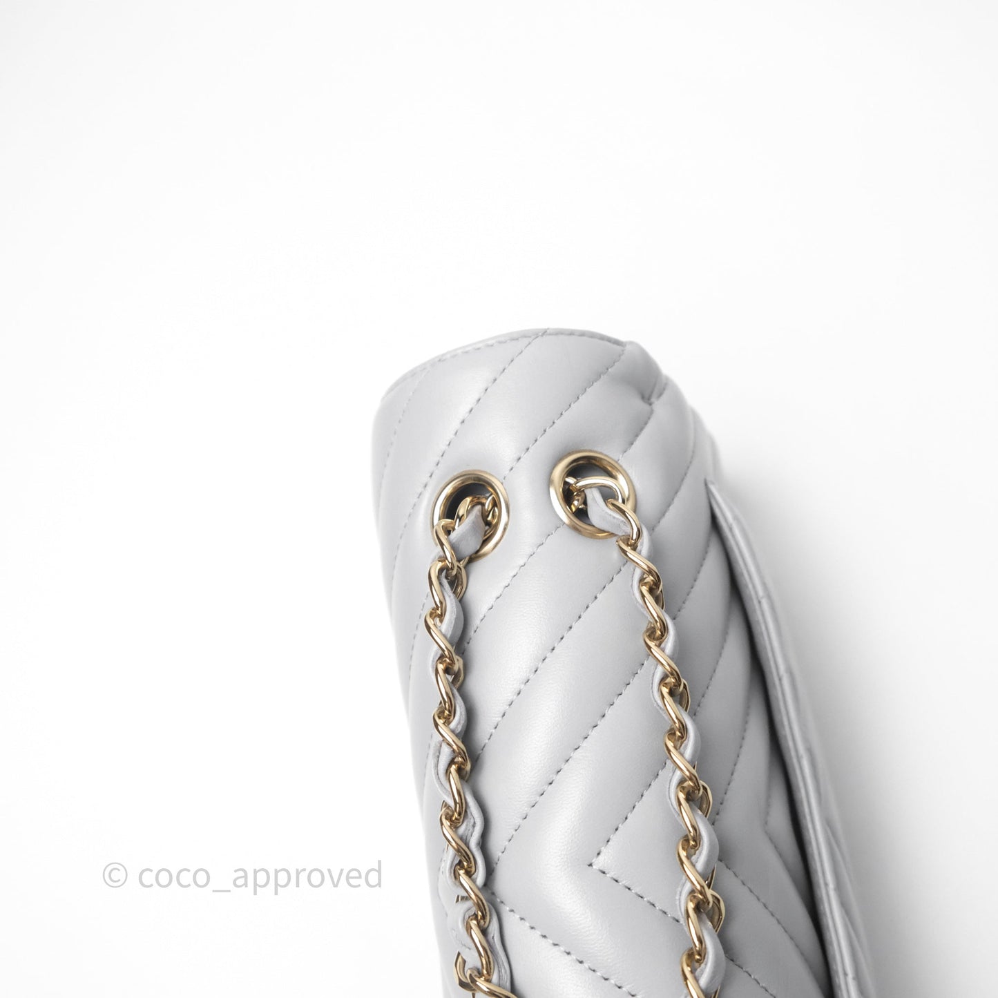 Chanel Classic Small Flap Chevron Grey Lambskin Gold Hardware