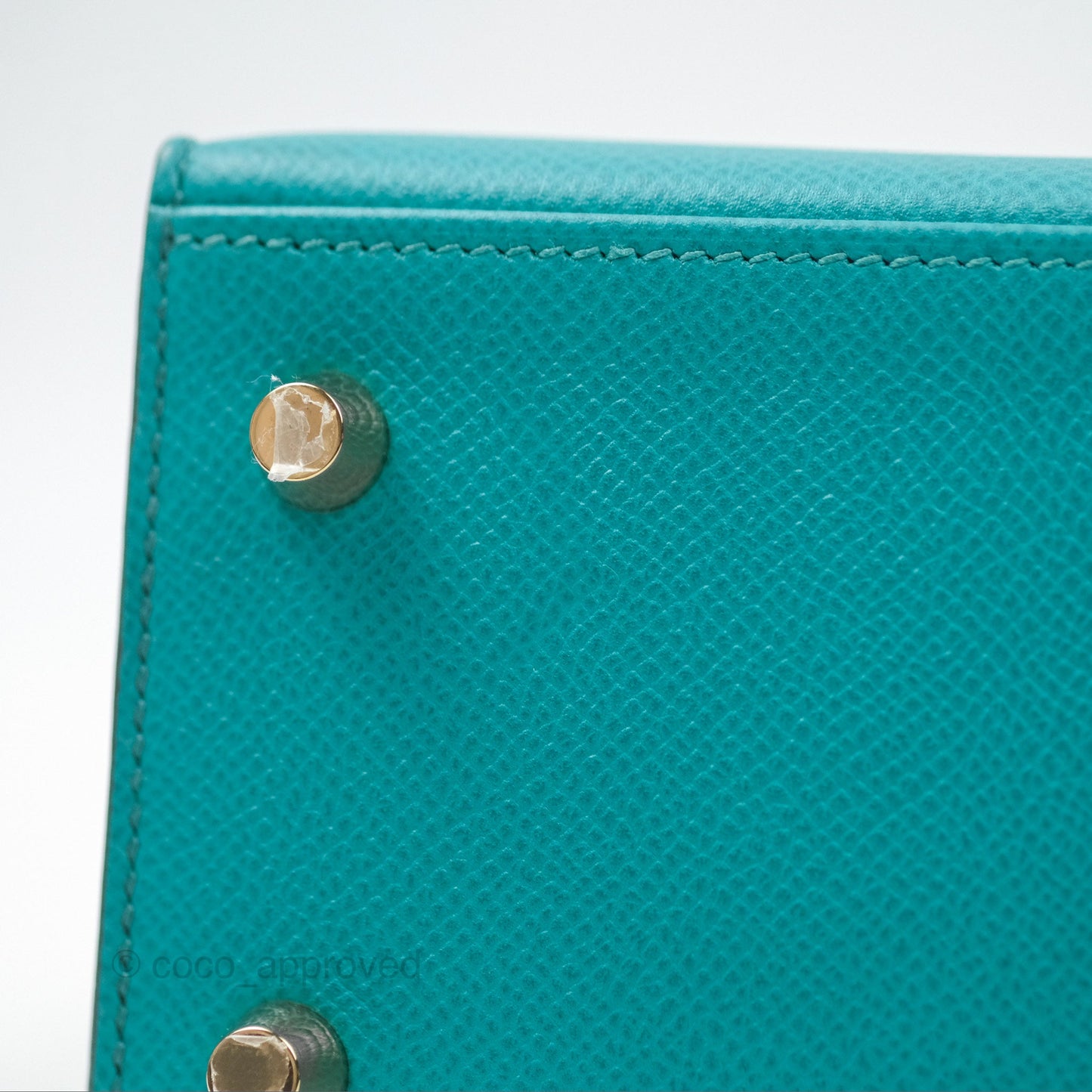 Hermès Sellier Kelly 25 Bleu Paon 7F Epsom Gold Hardware