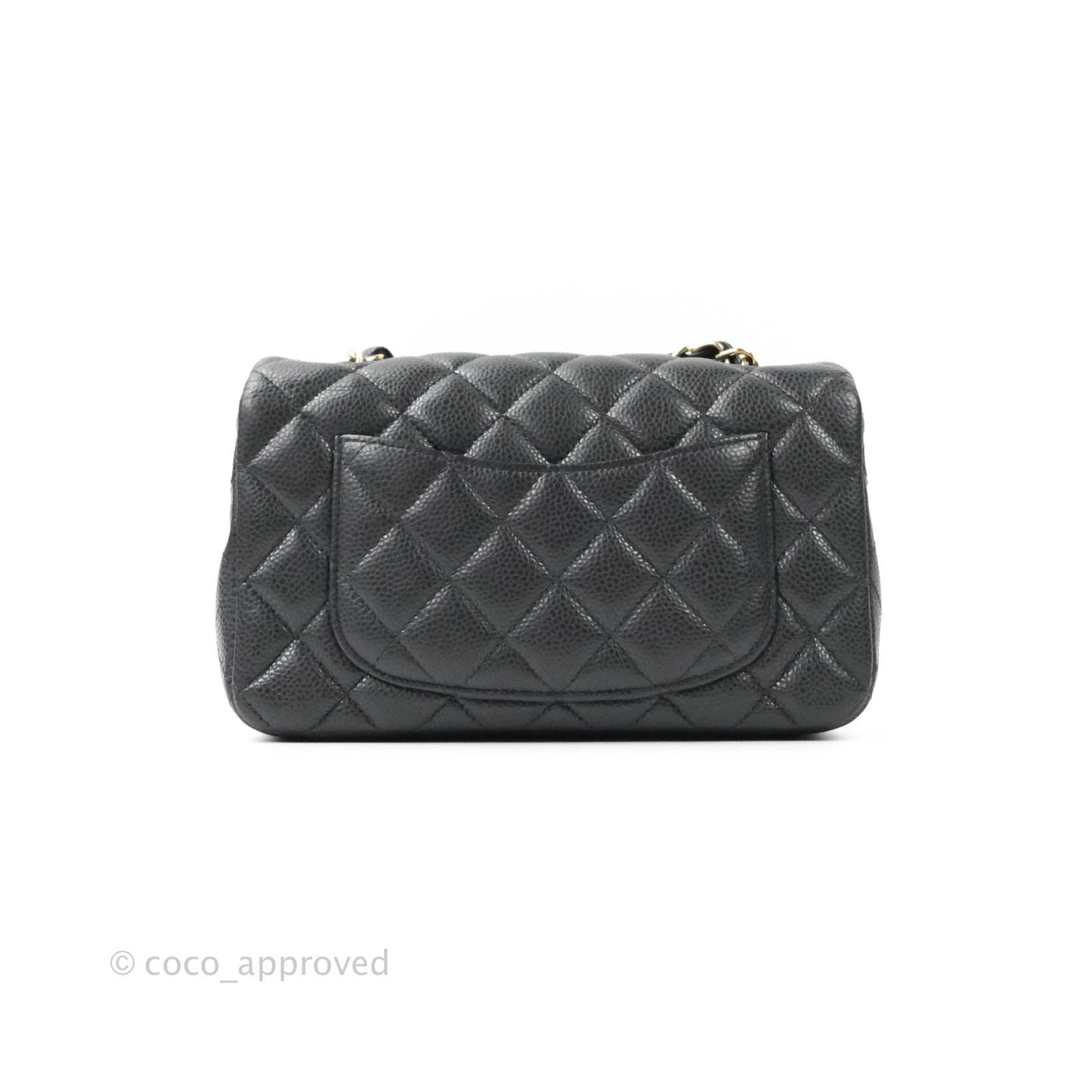 Chanel Classic Quilted Mini Rectangular Flap Pearly Grey Caviar Gold Hardware