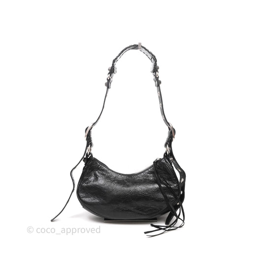 Balenciaga Le Cagole Shoulder Bag Black Calfskin Silver Hardware