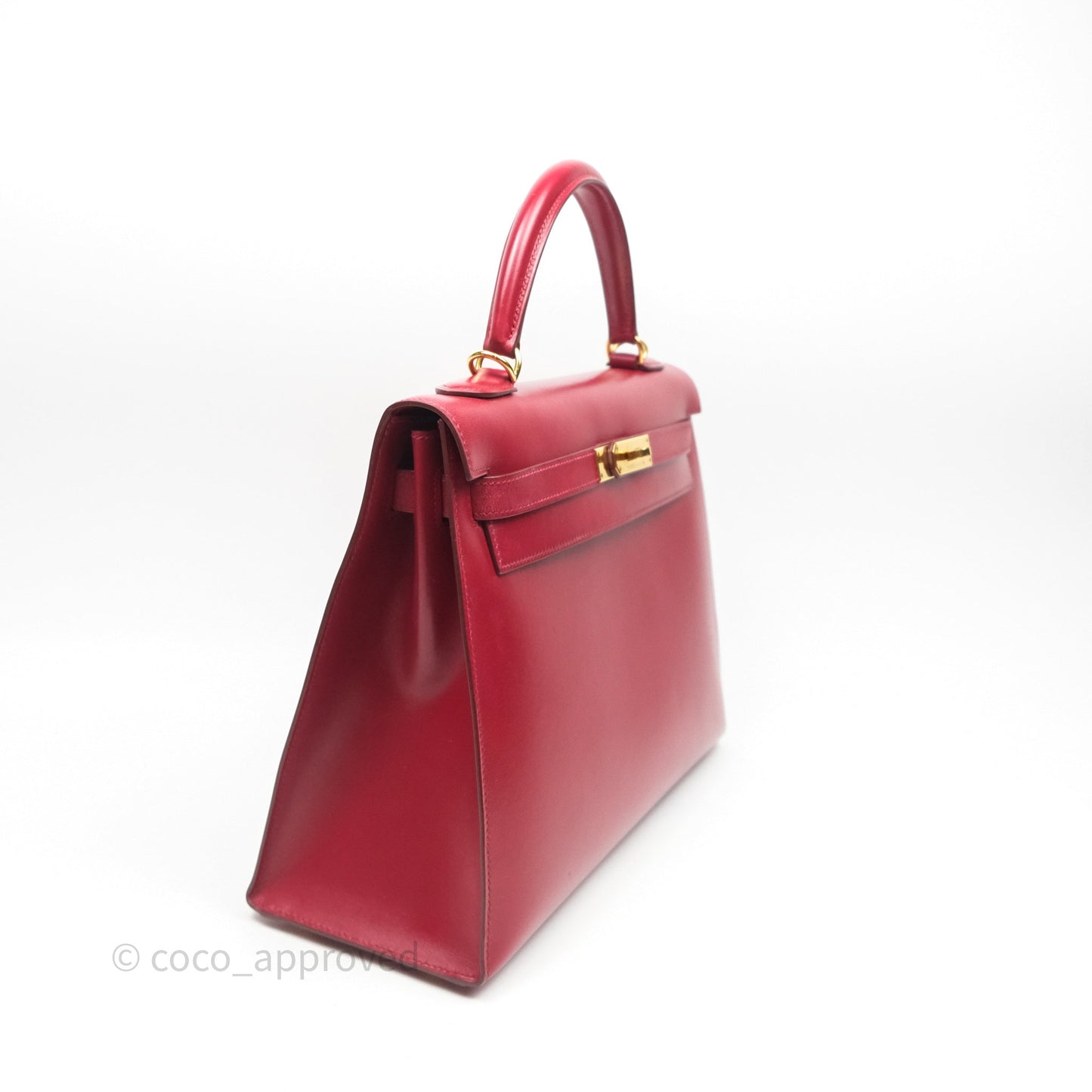 Hermès Vintage Kelly 32 Sellier Rouge Hermes 55 Box Leather Gold Hardware