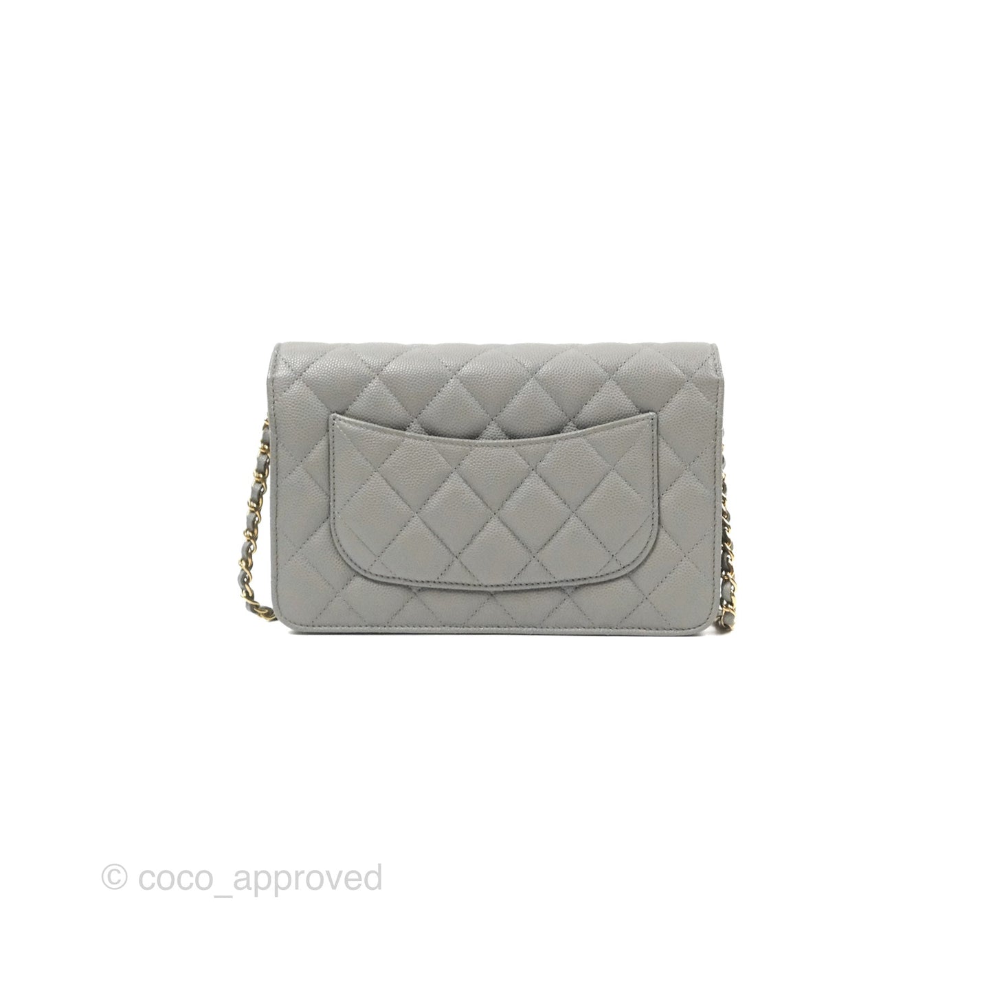 Chanel Quilted Classic Wallet On Chain WOC Grey Caviar Gold Hardware