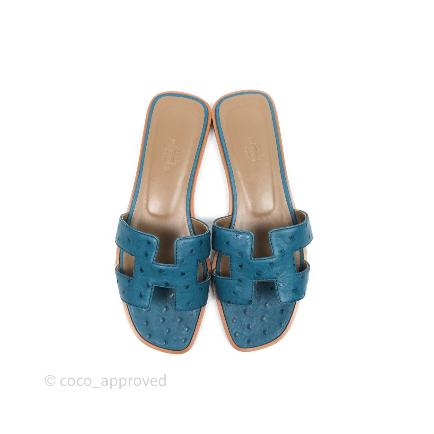 Hermès Oran Sandals in Blue Cobalt Ostrich Size 37