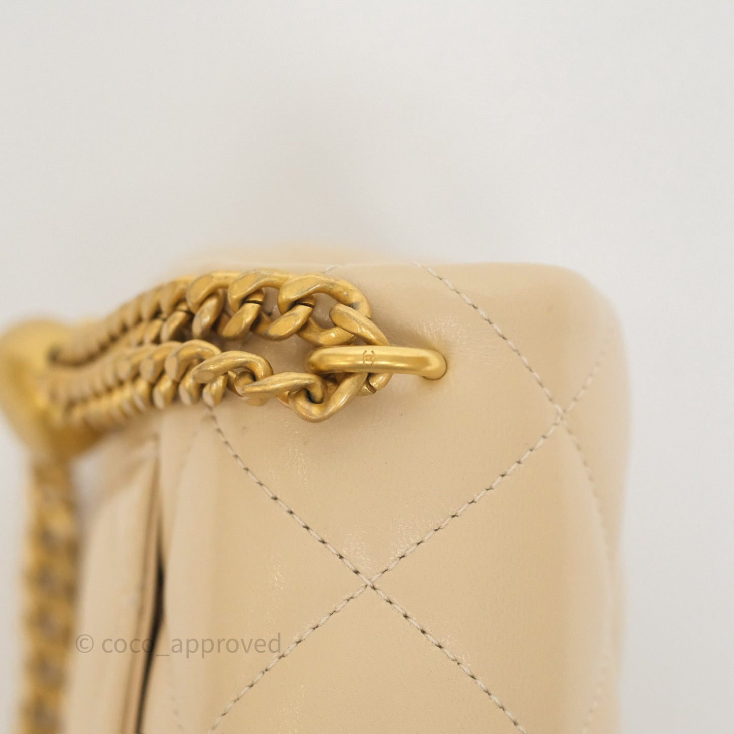 Chanel Sweetheart Mini Flap Beige Shiny Lambskin Aged Gold Hardware