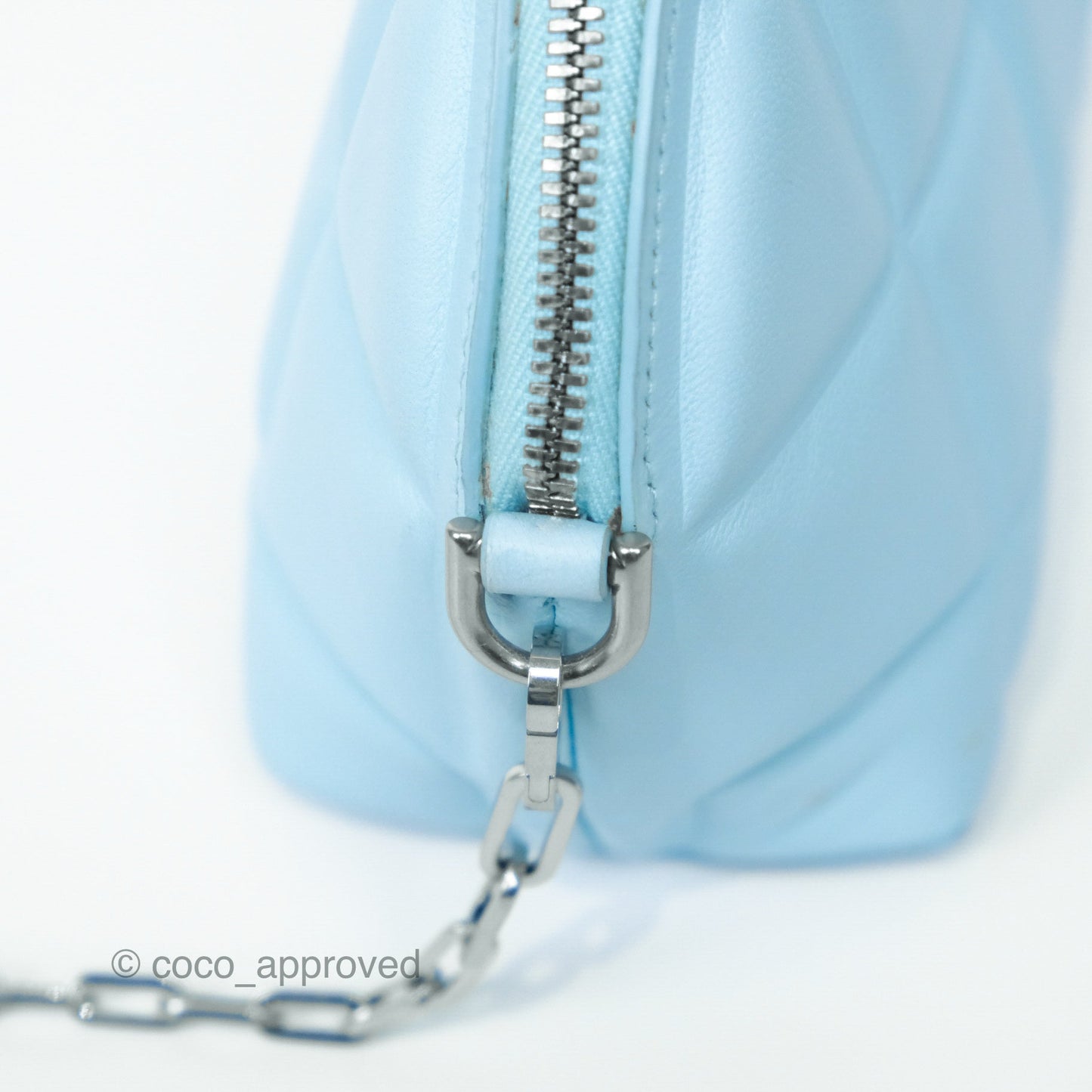 Bottega Veneta Mini Half Moon Bag Topazio Blue Nappa Lambskin Silver Hardware