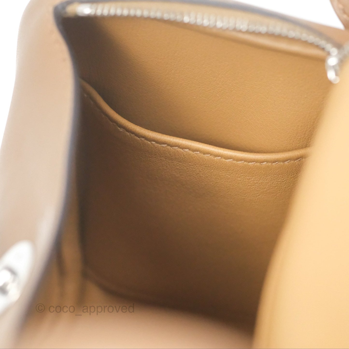 Hermès Mini Lindy 20 Verso Swift Alezan 3G / Biscuit 48 Palladium Hardware