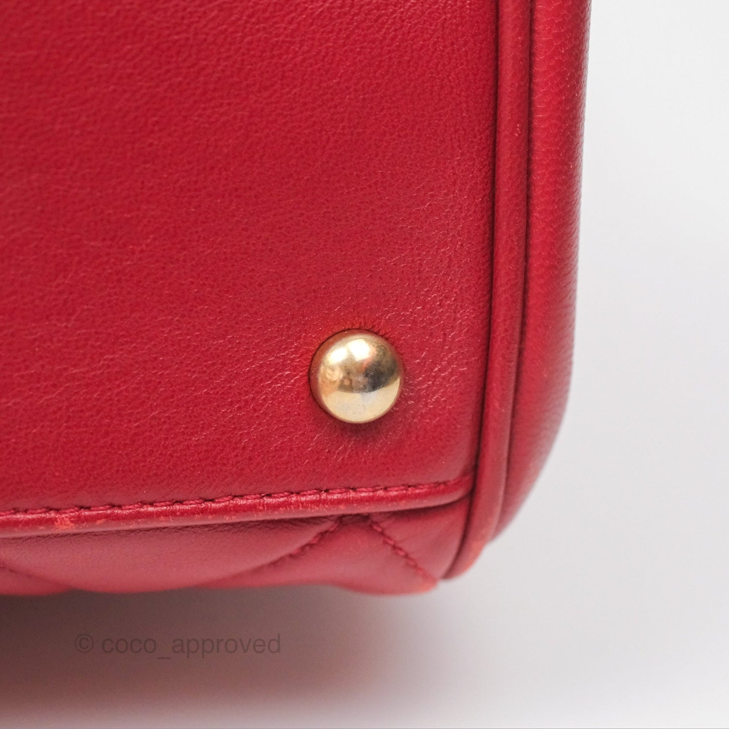 Chanel Tote Bag Red Lambskin Aged Gold Hardware