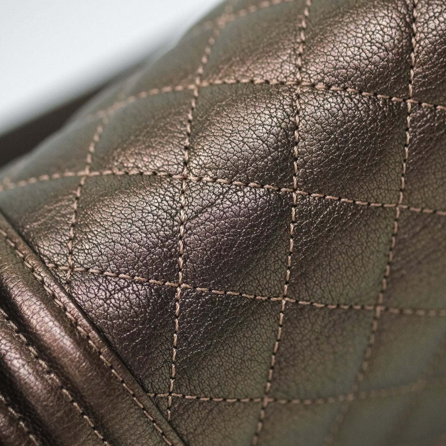 Chanel Quilted Medium Boy Iridescent Bronze Goatskin Rainbow Hardware