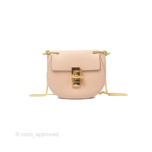 Chloe Drew Crossbody Bag Pink Grained Leather