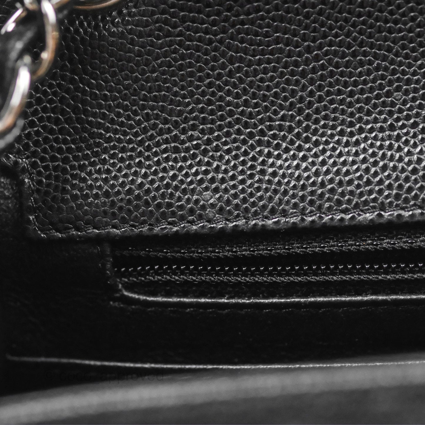 Chanel Mini Square Chevron Black Caviar Silver Hardware
