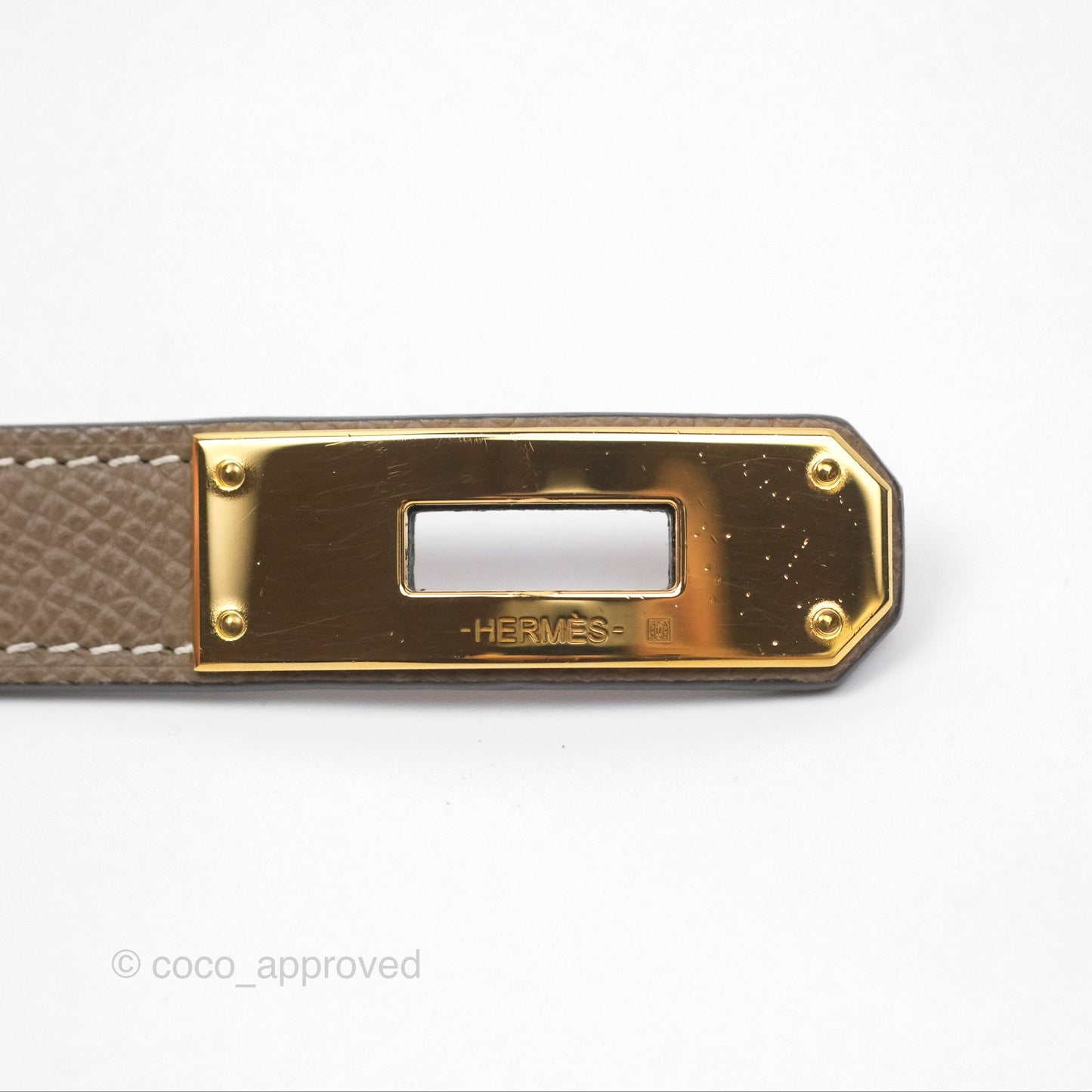 Hermès Epsom Kelly Buckle Belt Etoupe 18 Rose Gold Hardware