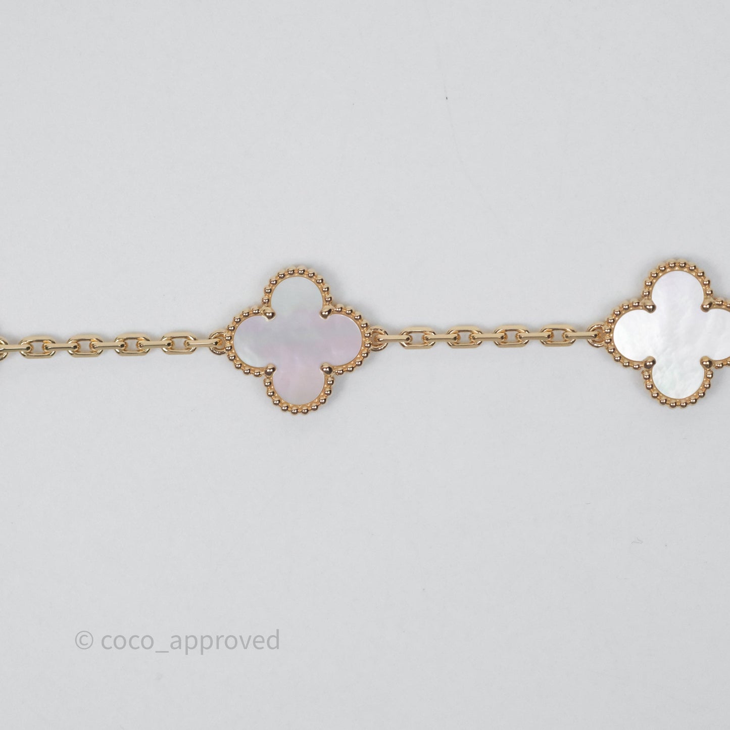 Van Cleef & Arpels Vintage Alhambra 5 Motifs White Mother-of-pearl Yellow Gold Bracelet