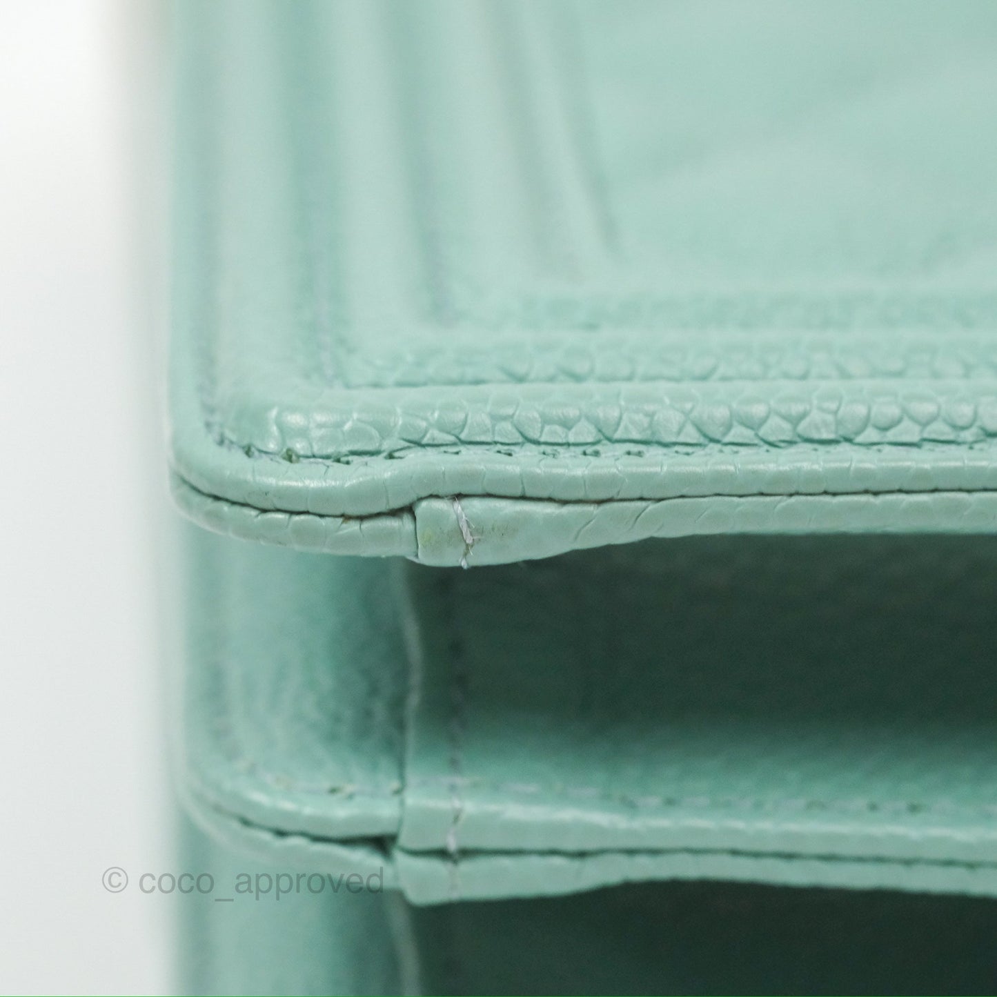 Chanel Quilted North South Boy Flap Tiffany Green Caviar Gold Hardware