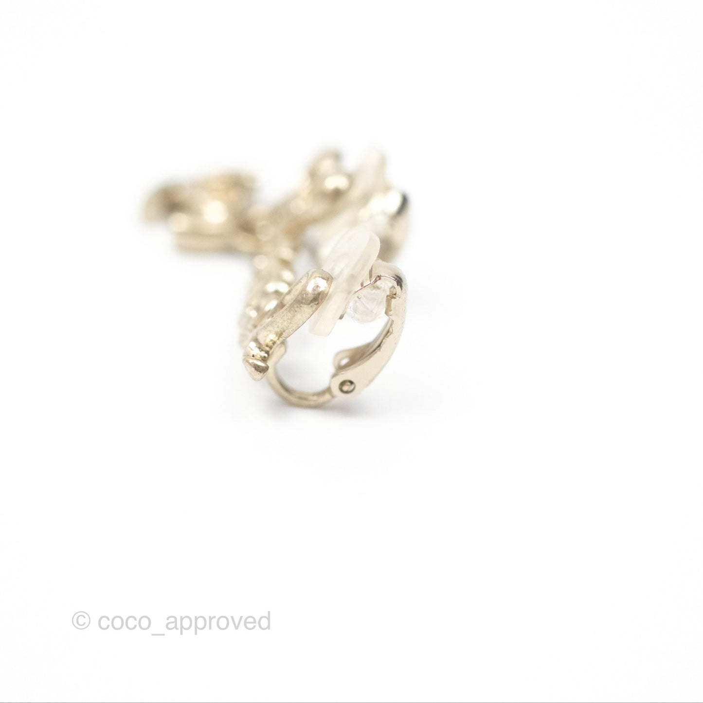 Chanel Logo CC Turnlock Ear Clips Gold Tone 21P