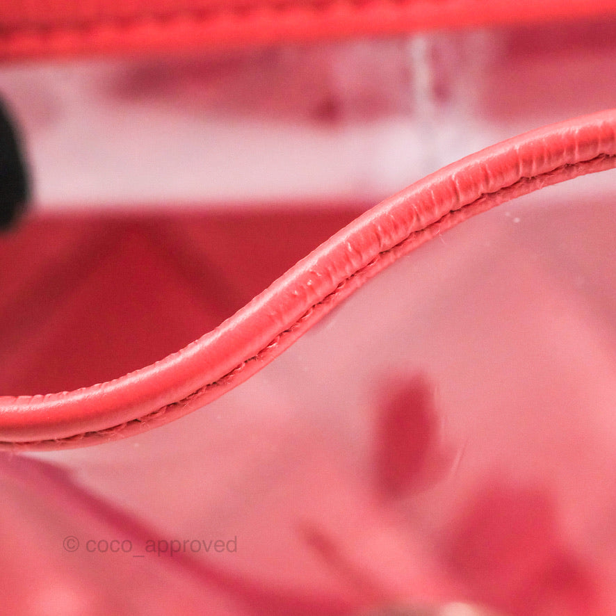Chanel Aquarium PVC Coral Pink Crumpled Calfskin Silver Hardware