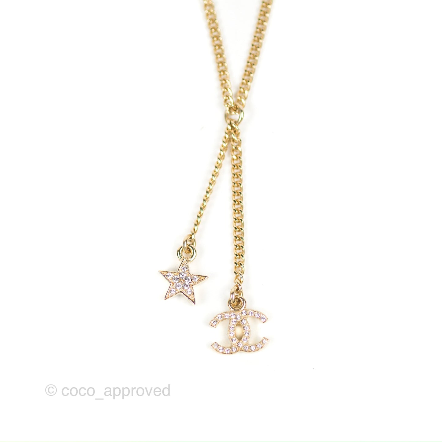 Chanel CC Star Pendant Necklace Gold Tone 23A