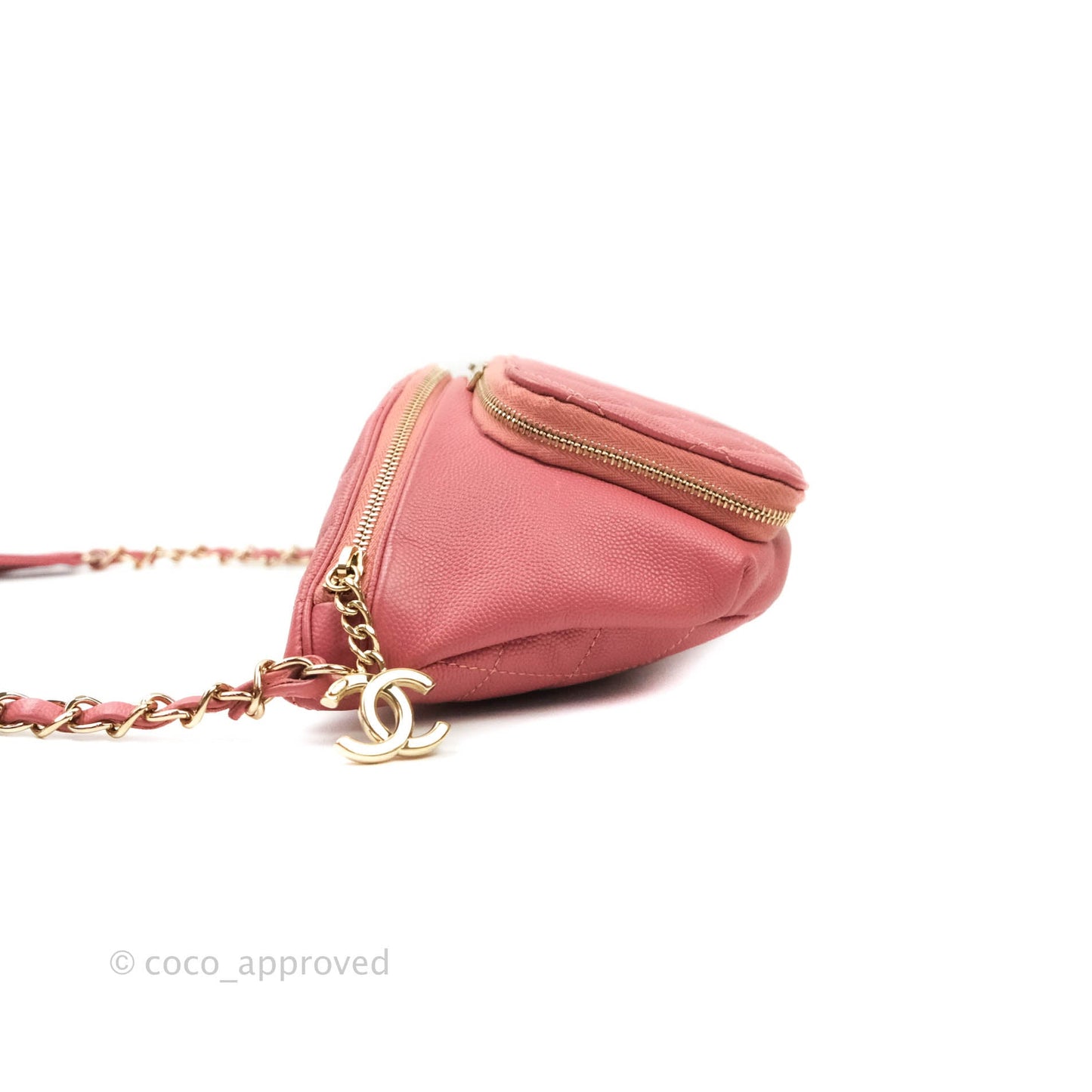 Chanel Quilted Business Affinity Waist Belt Bag Pink Caviar Gold Hardware