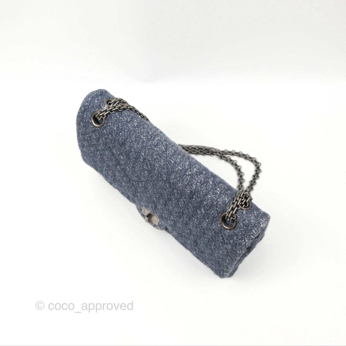 Chanel Reissue 226 Quilted Navy Tweed Ruthenium Hardware