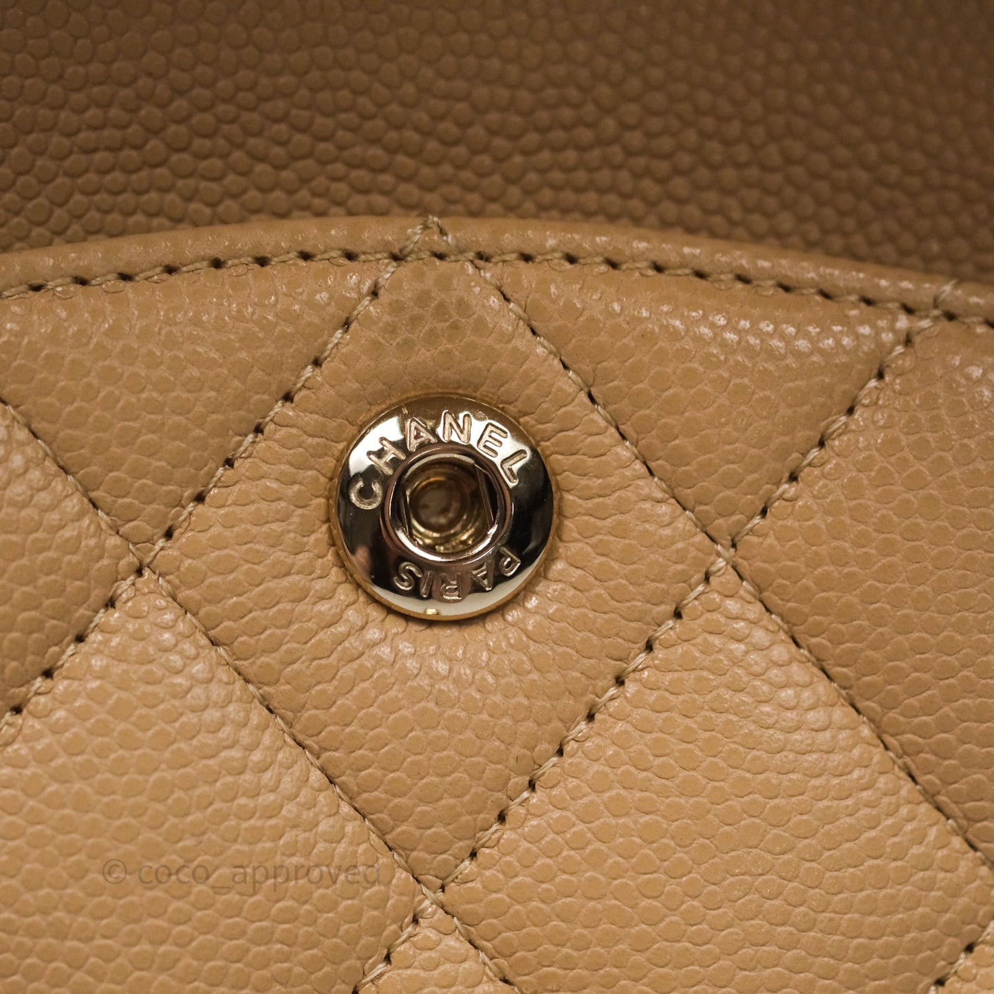 Chanel Classic Small S/M Quilted Flap Beige Caviar Gold Hardware