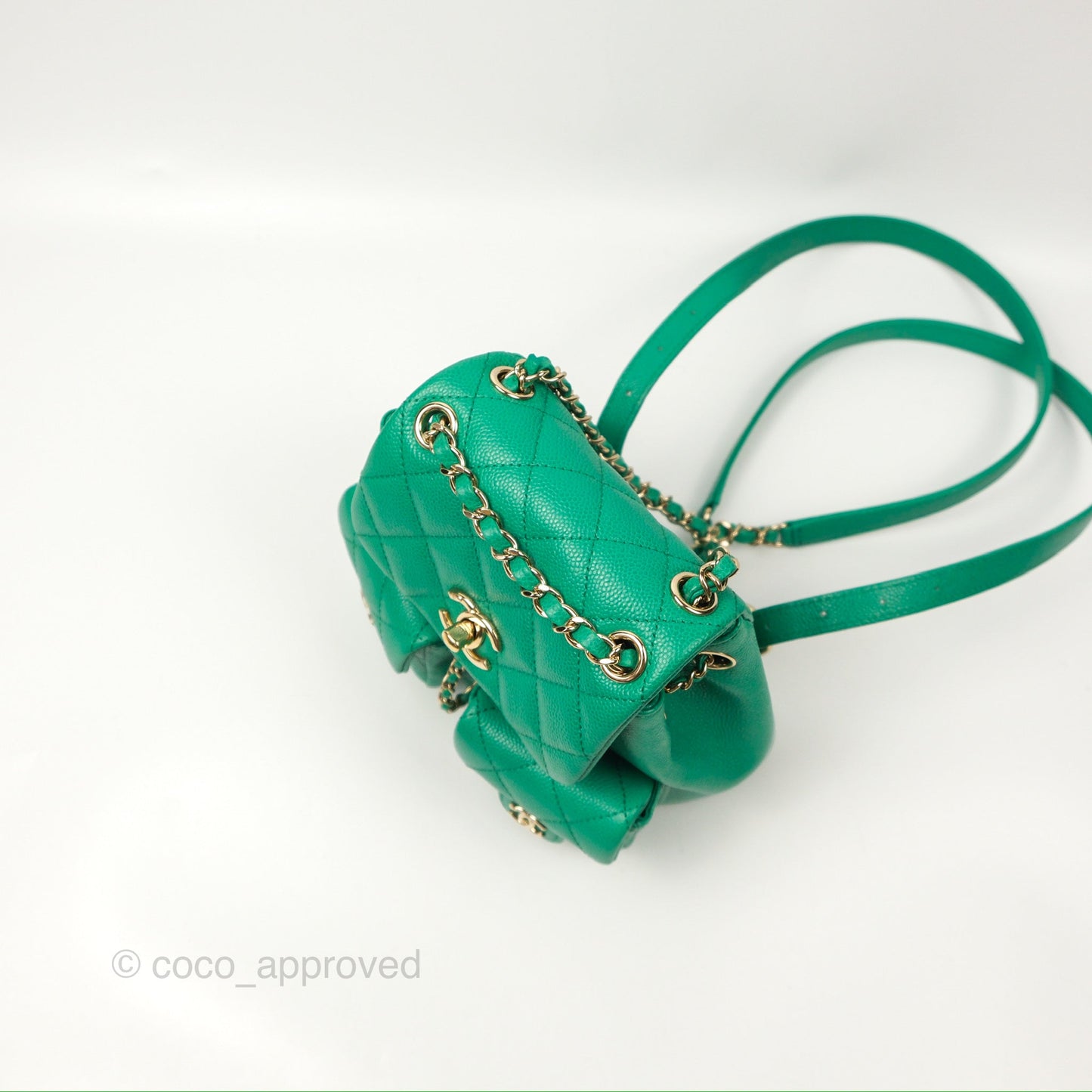 Chanel Duma Backpack Small Green Caviar Gold Hardware 23P