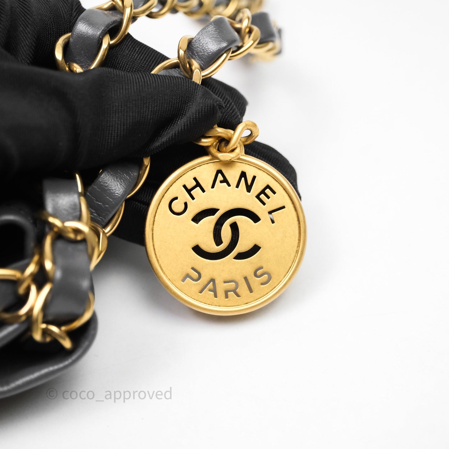 Chanel 22 Bag Medium Dark Grey Calfskin Gold Hardware