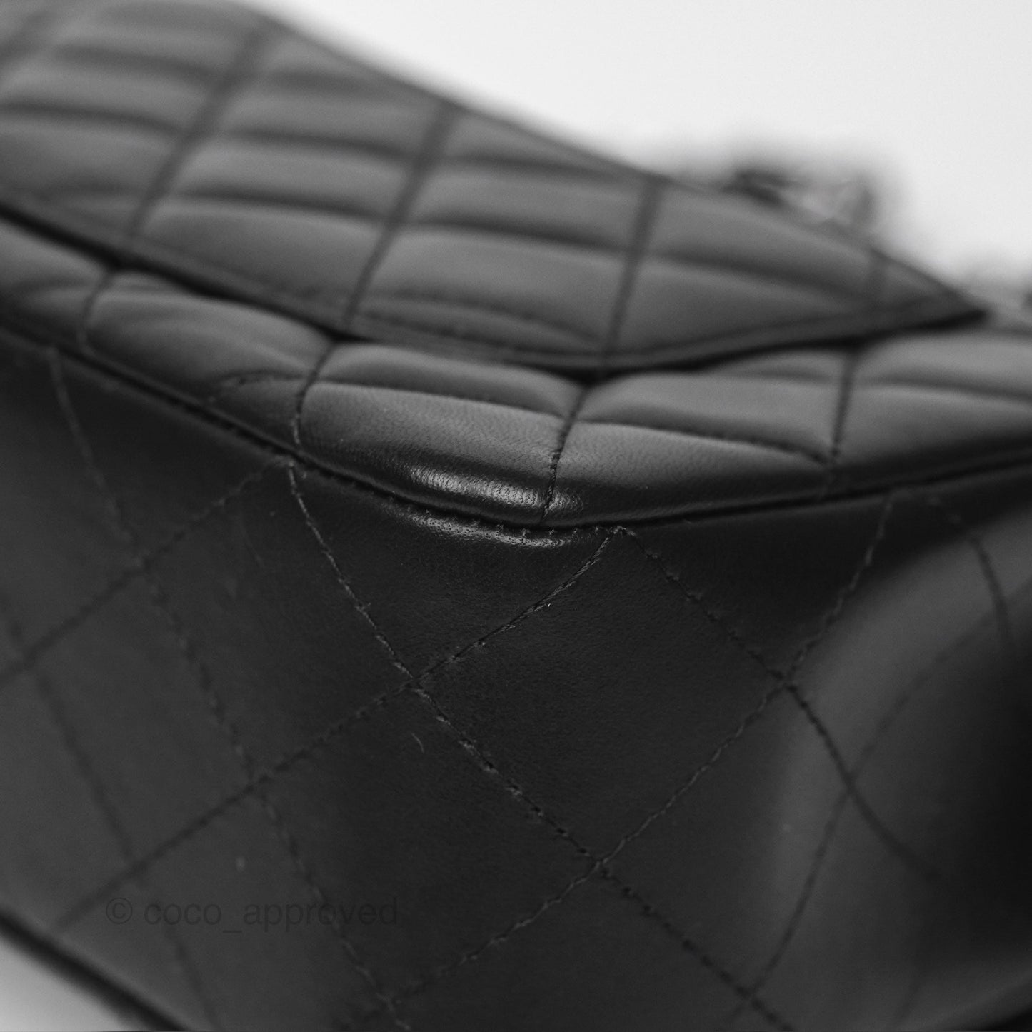 Chanel Quilted Mini Rectangular Flap Black Lambskin Silver Hardware
