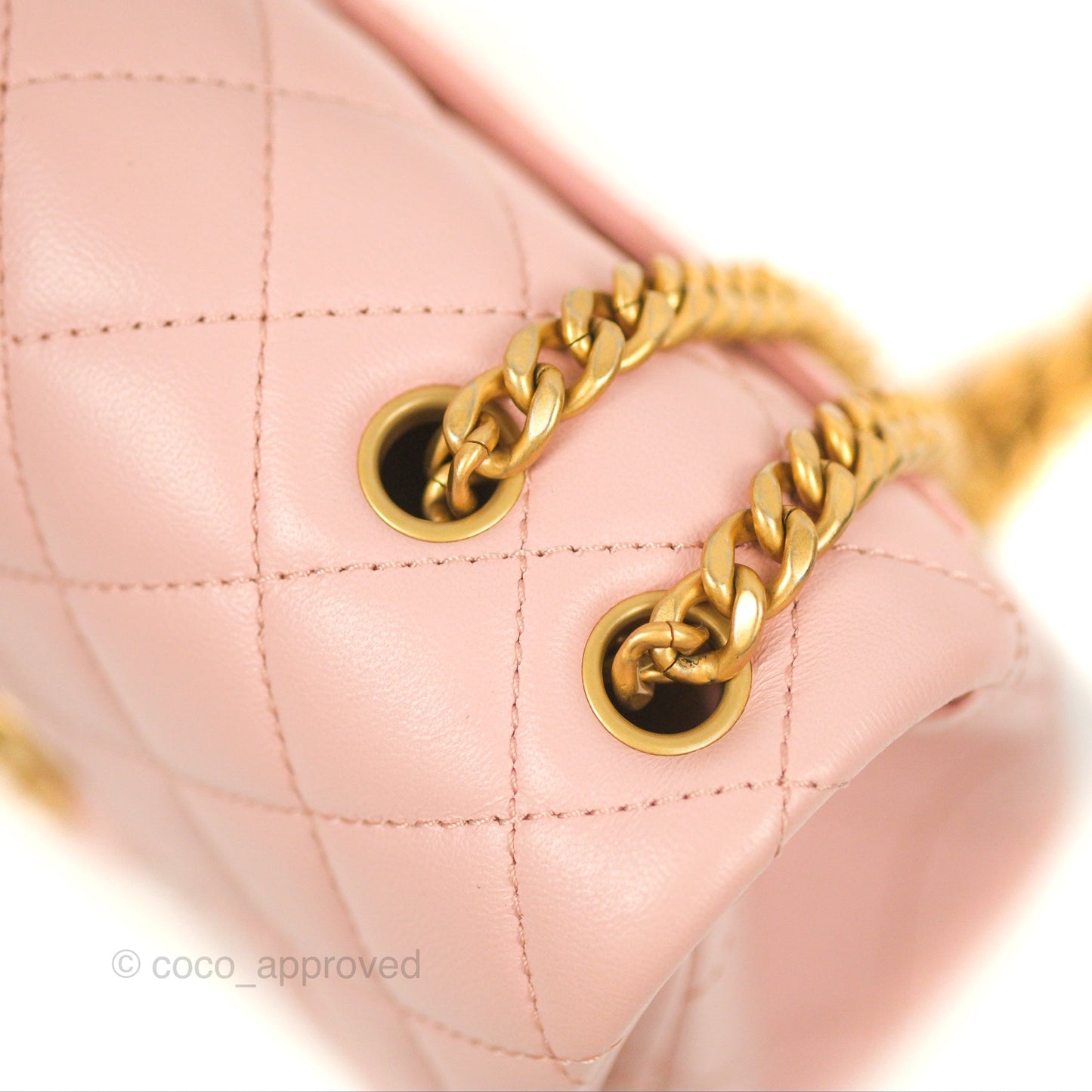 Chanel Quilted Mini Square Flap with Camellia Adjustable Chain Pink Clair Lambskin 23S