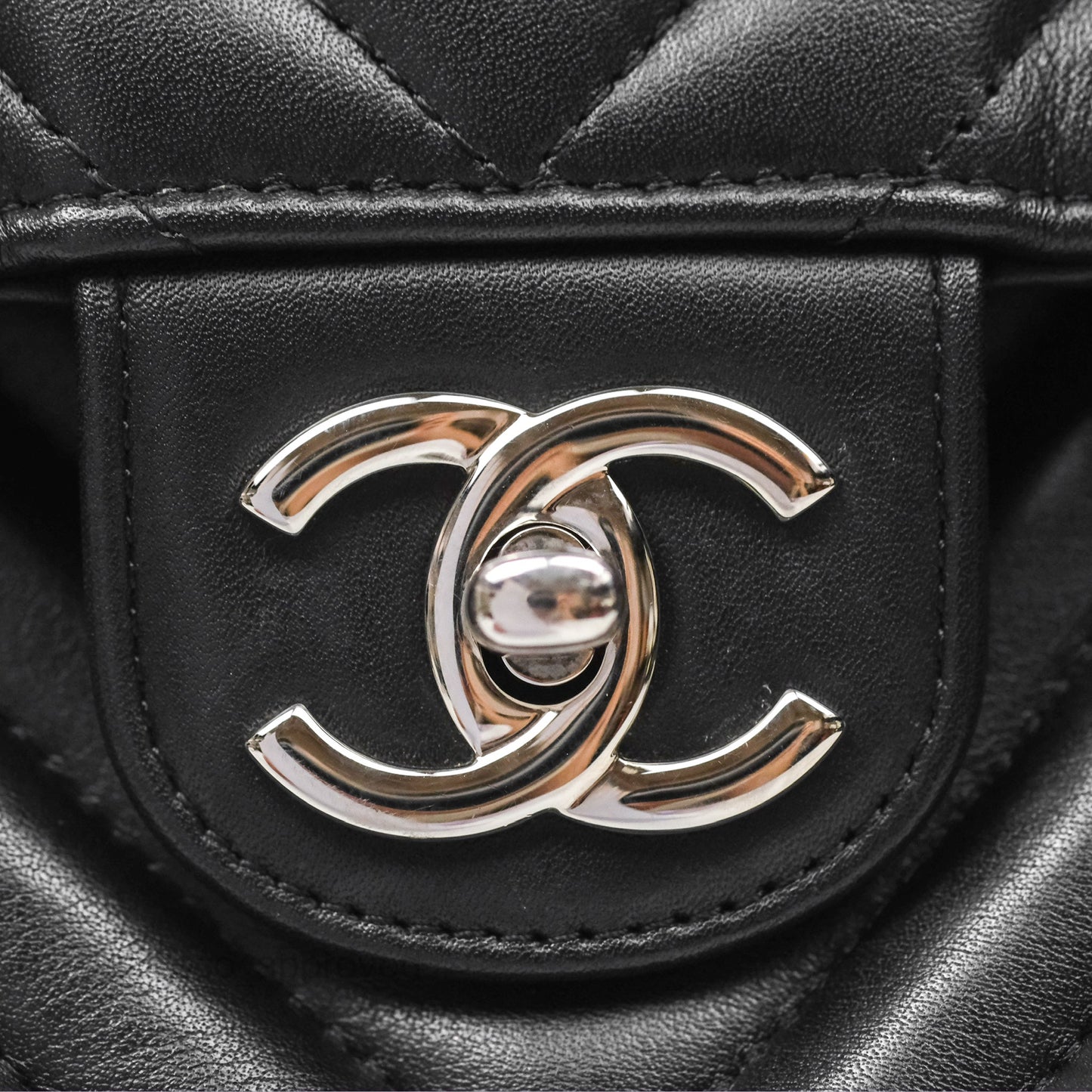 Chanel Medium Chevron Urban Spirit Backpack Black Calfskin Silver Hardware