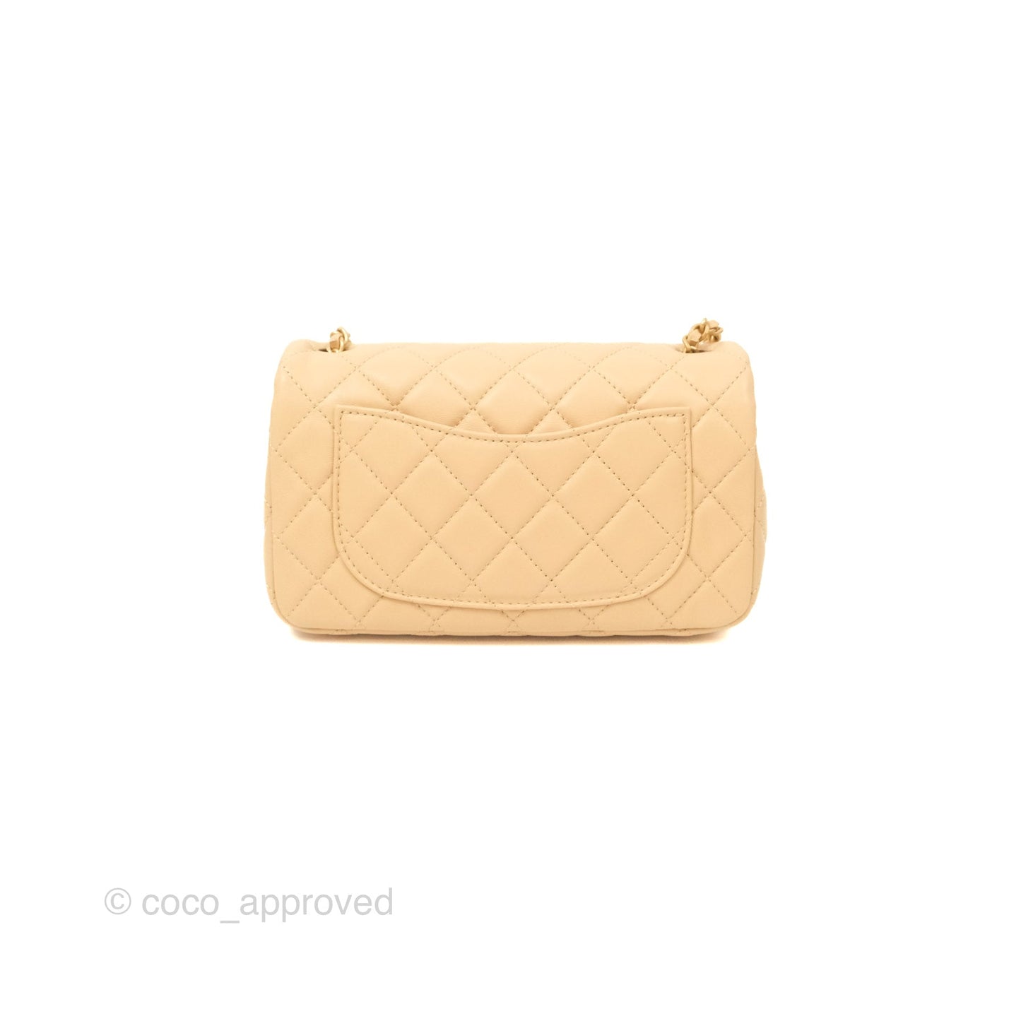 Chanel Pearl Crush Mini Rectangular Beige Lambskin Aged Gold Hardware