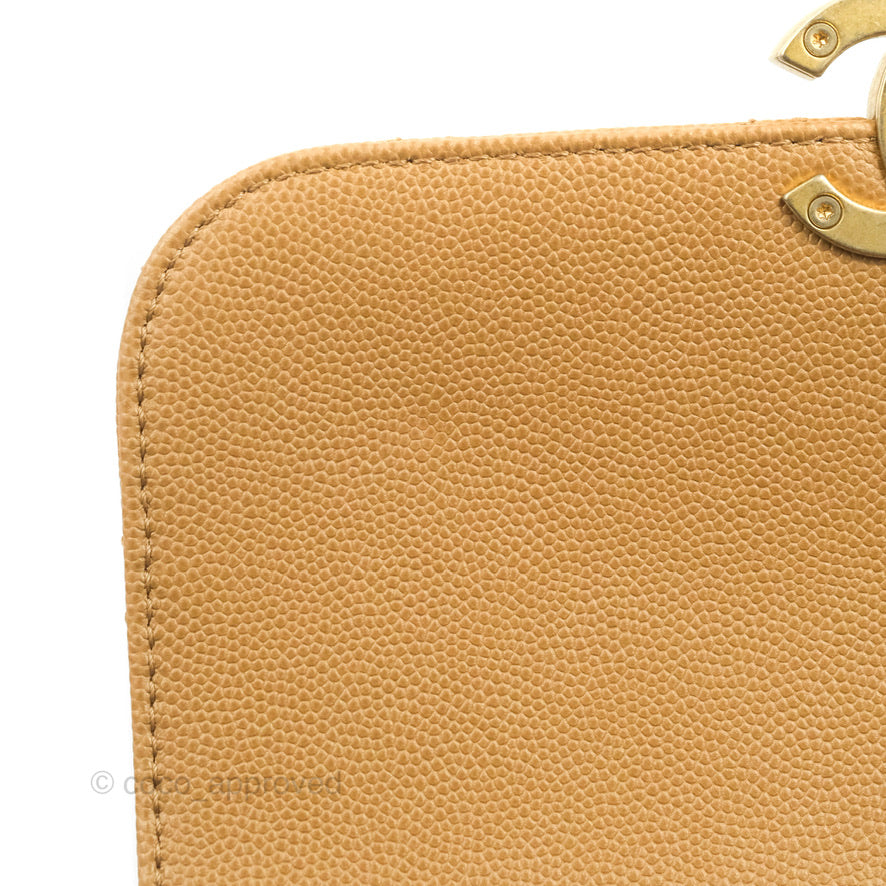 Chanel Mini Messenger Bag Beige Caviar Gold Hardware 21K