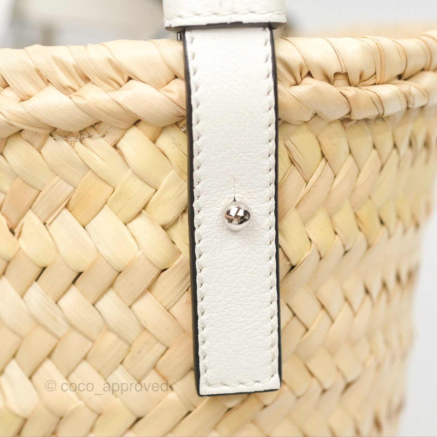 Loewe x Paula's Ibiza Anagram Woven Drawstring Bucket Bag White Natural