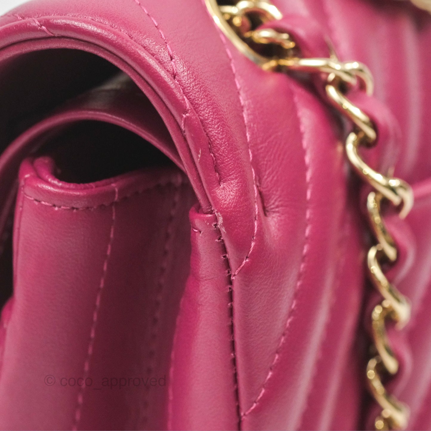 Chanel Medium Classic Flap Chevron Dark Plum Pink Lambskin Gold Hardware