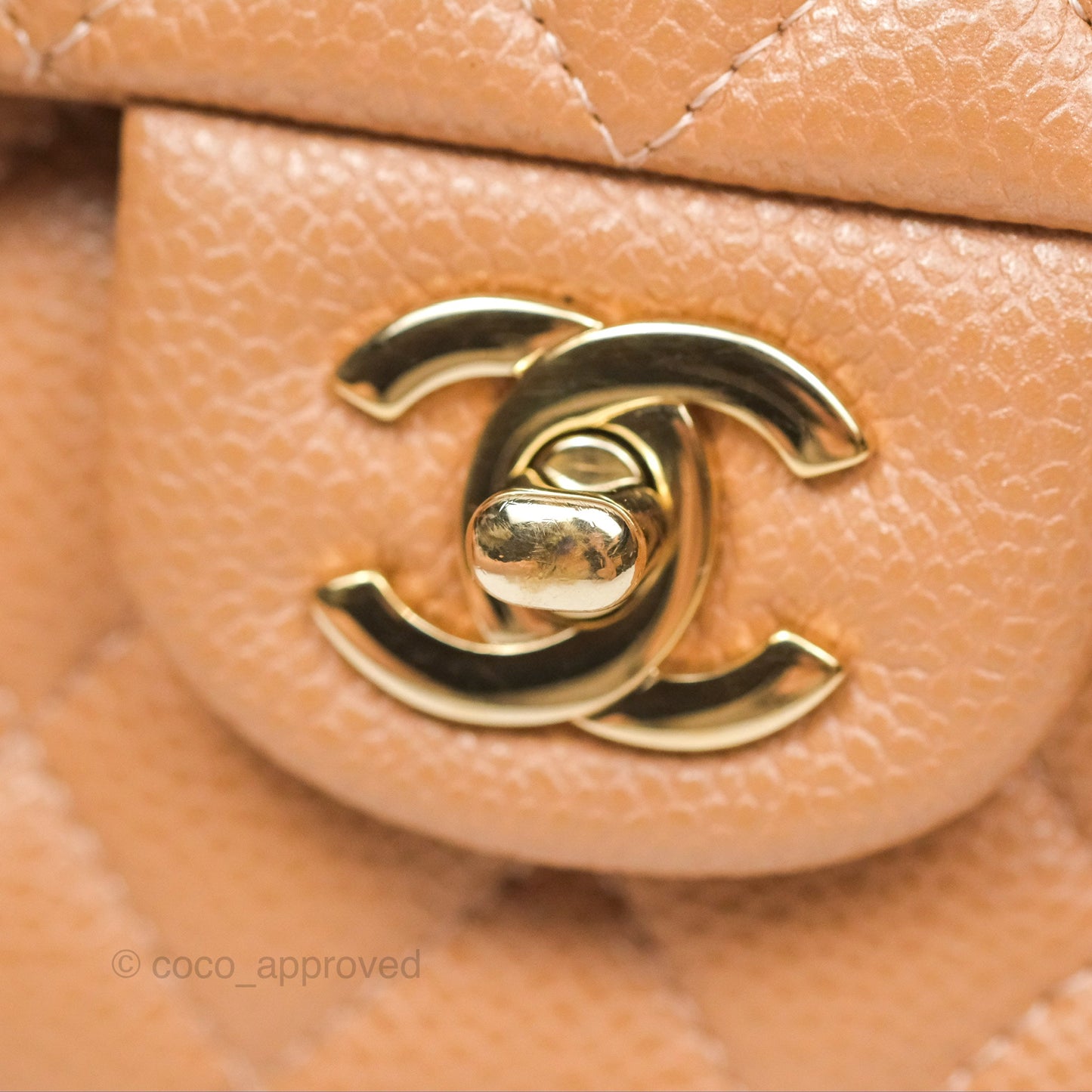 Chanel Classic M/L Medium Flap Quilted Dark Beige Caviar Gold Hardware 18S