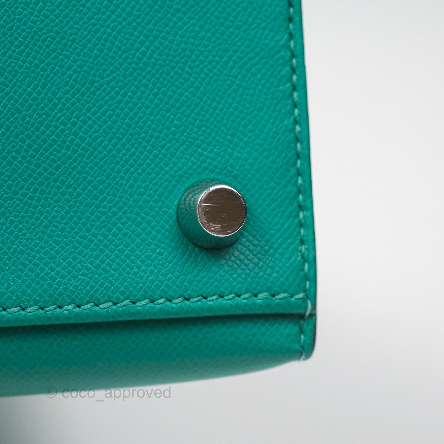 Hermès Sellier Kelly 25 Madame Leather Vert Verone U1/ Bleu De Prusse 7P Palladium Hardware