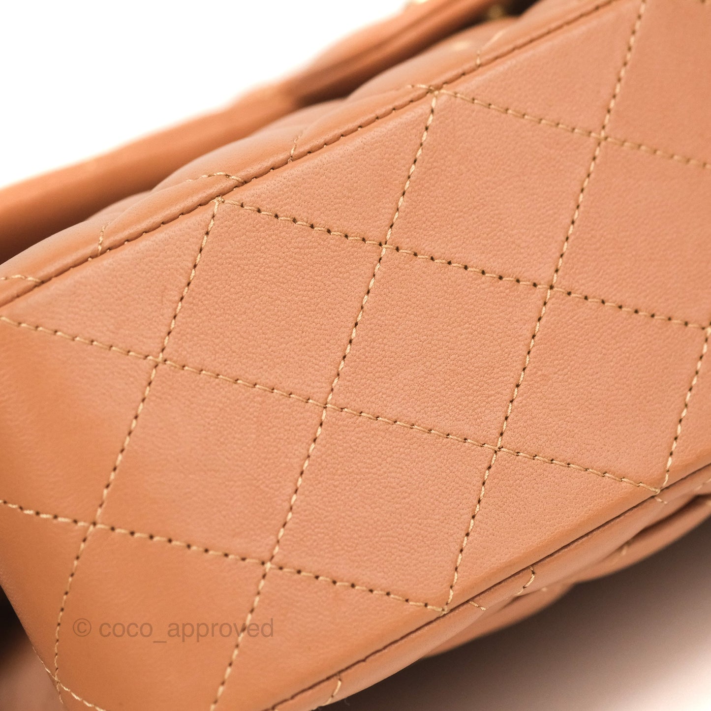 Chanel Small Classic Quilted Flap Dark Beige Caramel Lambskin Gold Hardware