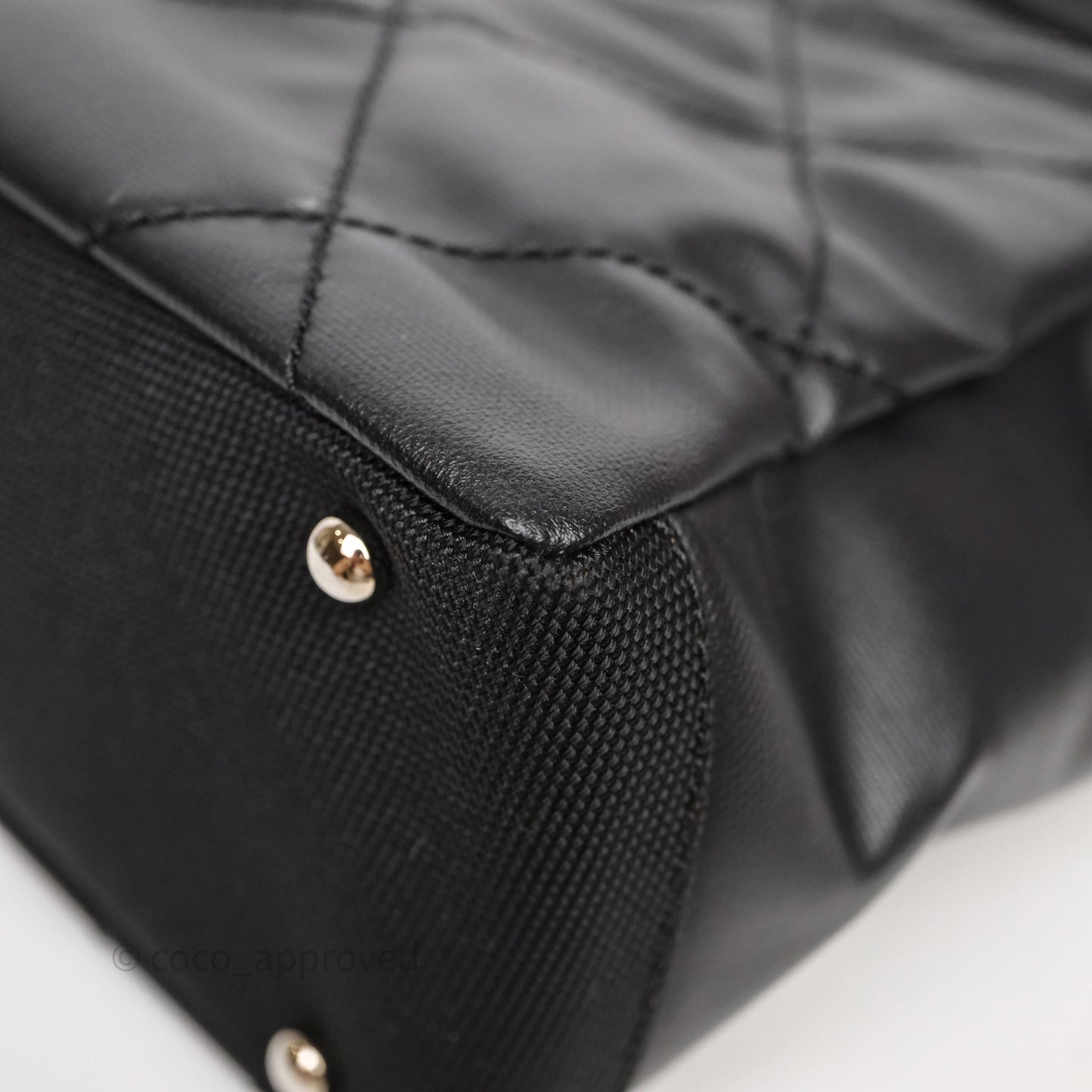 Chanel Quilted Paris Biarritz Tote PM Black Coated Canvas