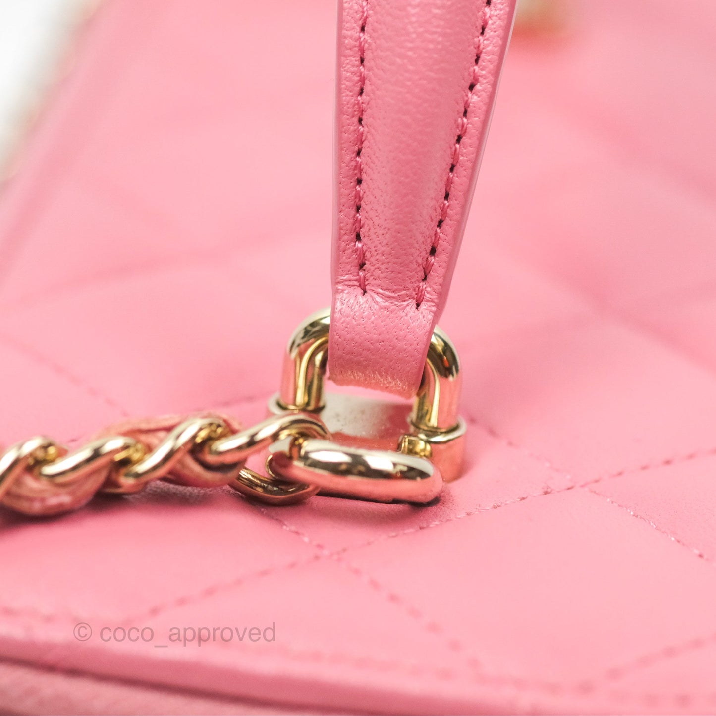 Chanel Vanity Rectangular Top Handle Pink Lambskin Gold Hardware