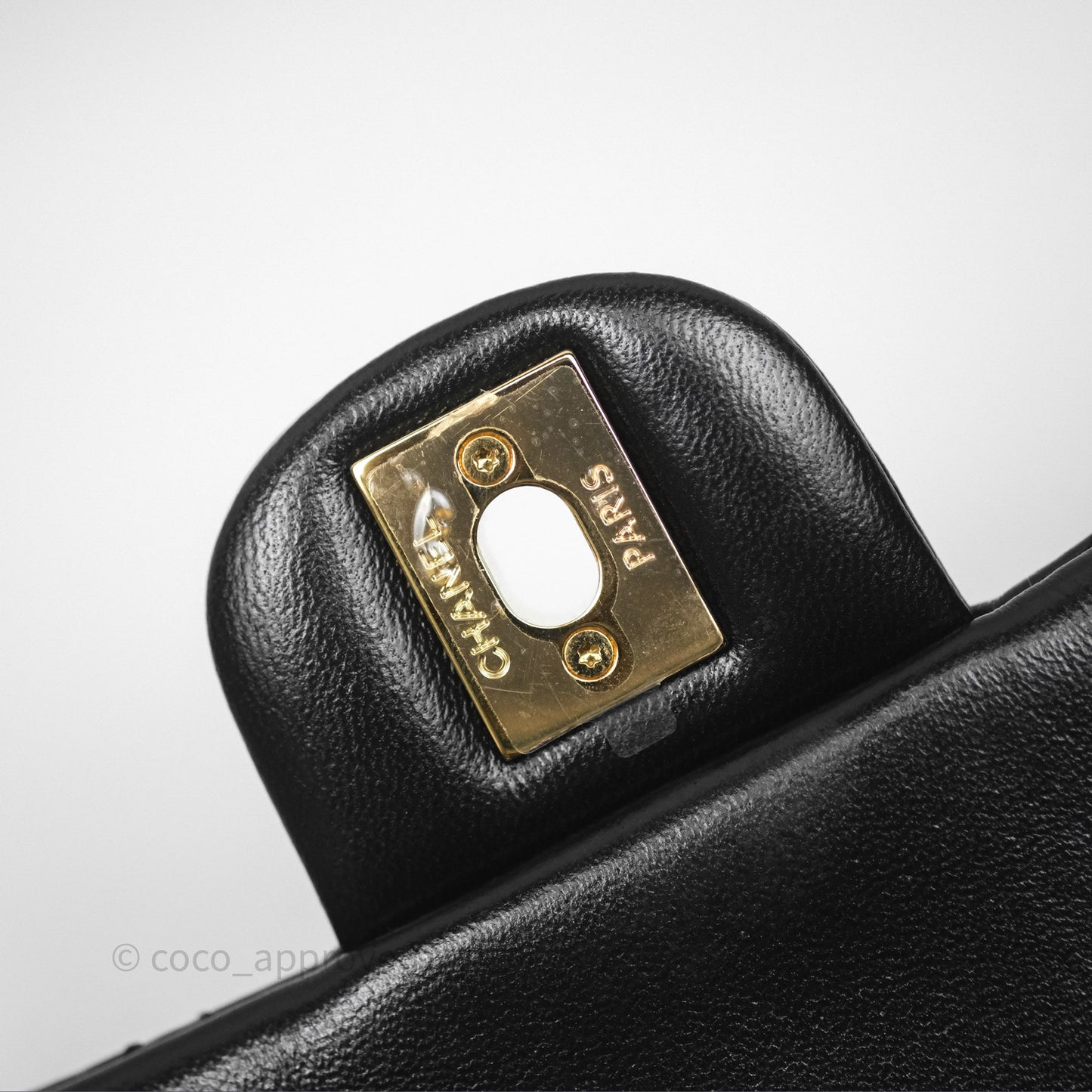 Chanel Top Handle Flap Bag Black Shiny Lambskin Gold Hardware 23S