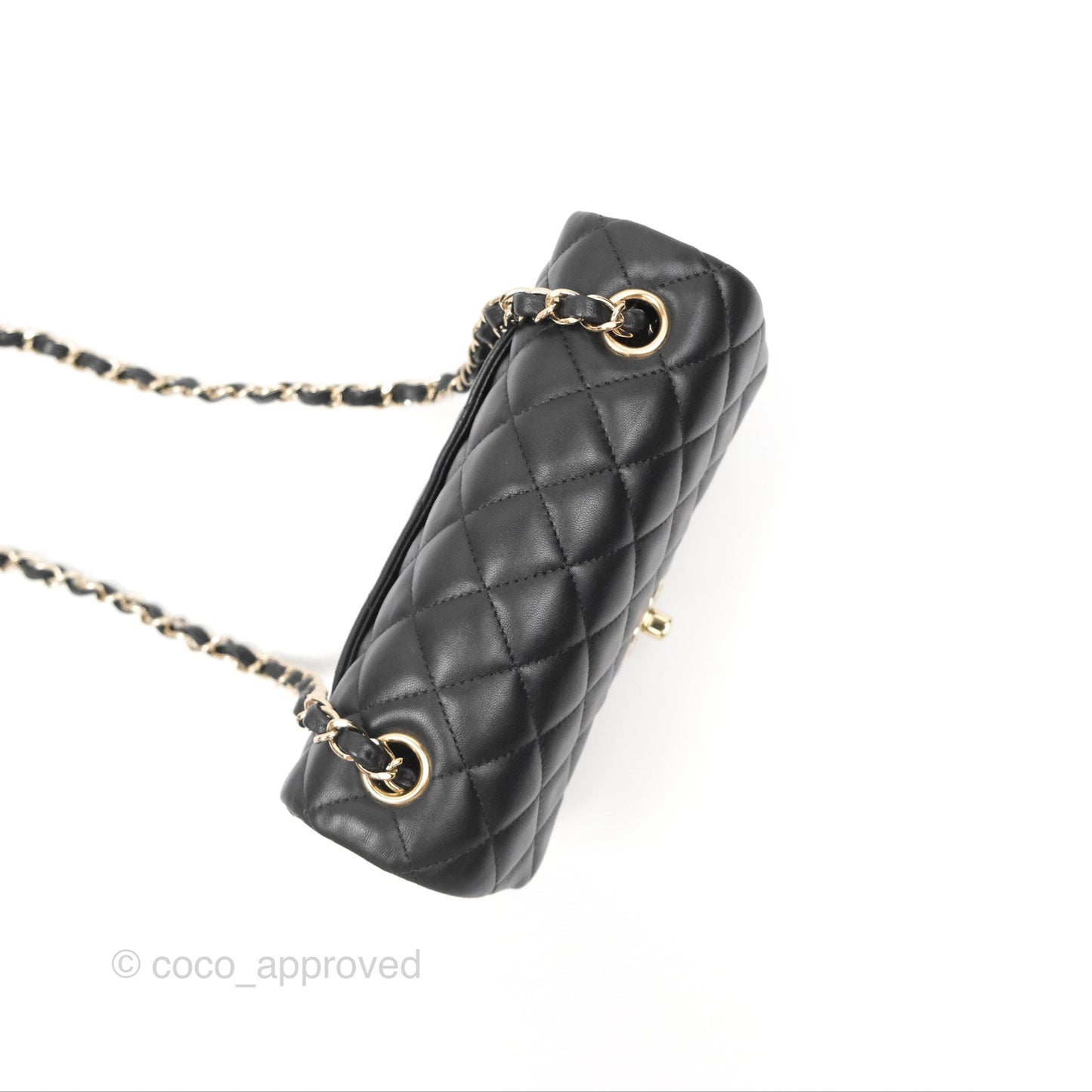 Chanel Quilted Mini Rectangular Black Lambskin Gold Hardware