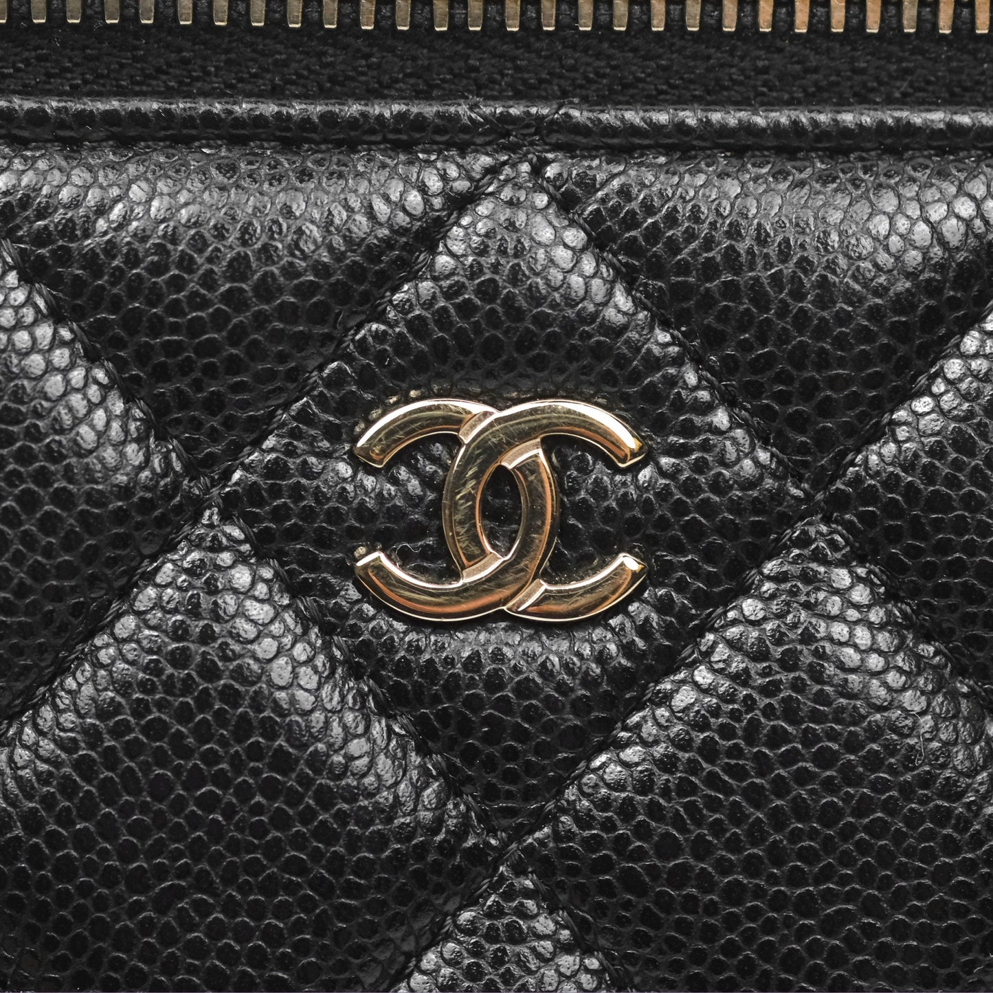 Chanel Vanity Rectangular With Chain Black Caviar Gold Hardware
