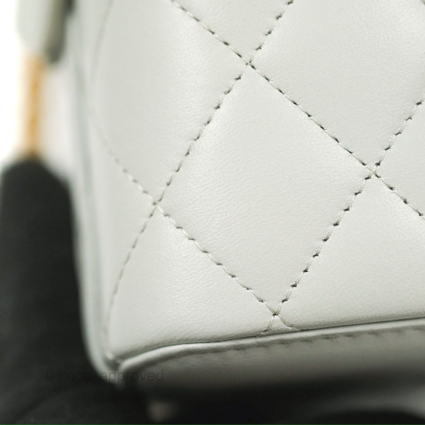 Chanel Quilted Vanity Rectangular with Camellia Adjustable Chain Light Blue Lambskin 23S