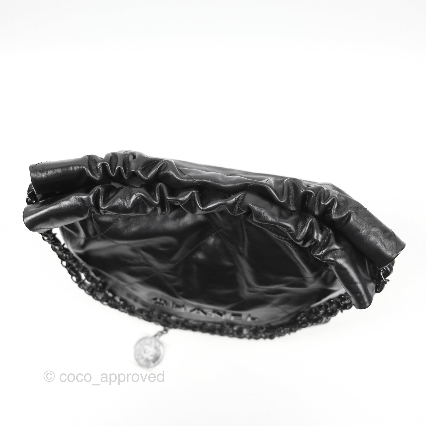 Chanel 22 Small Black Calfskin So Black Hardware