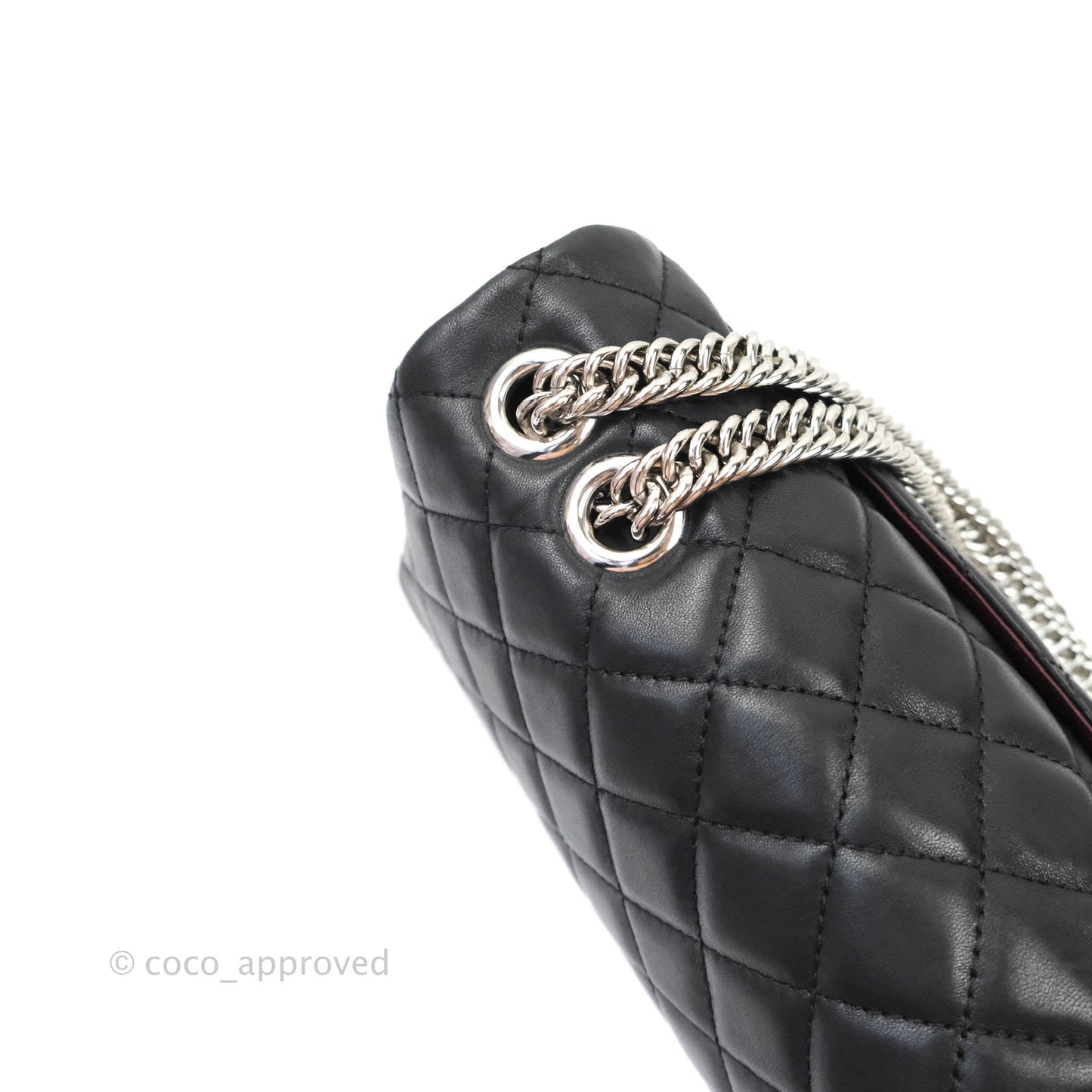 Chanel Quilted Calfskin Black Flap Bag Silver Hardware