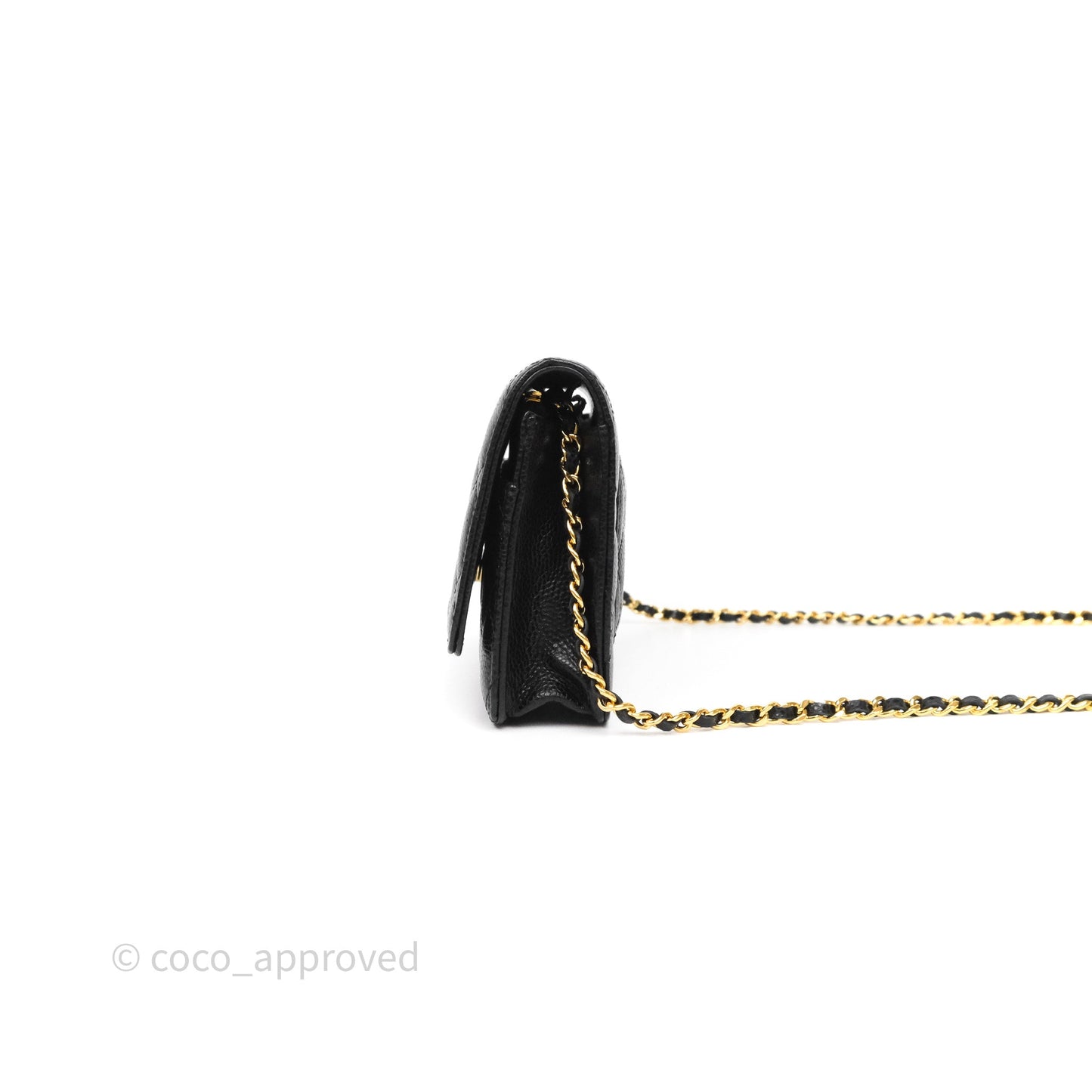 Chanel Classic Wallet On Chain WOC Quilted Black Caviar Gold Hardware